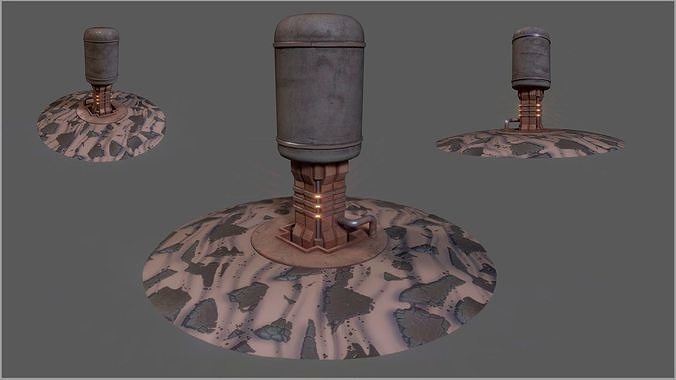 Rusty Sci-Fi Post-Apocalypse Pump Low-poly 3D model
