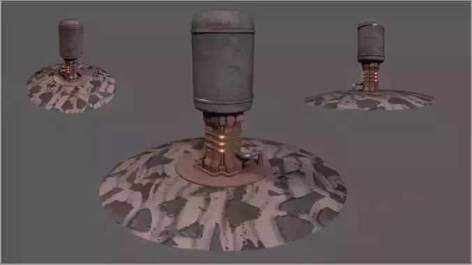 Rusty Sci-Fi Post-Apocalypse Pump Low-poly 3D model