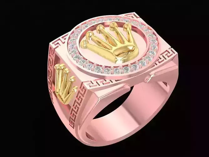Luxury Crown Emblem Men Ring 3D Model  1271