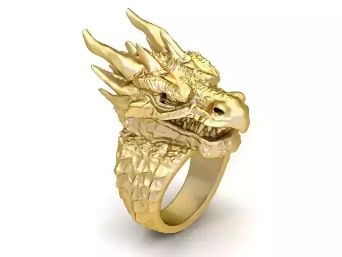 Oriental Dragon Head Men Ring 3D Model 1272
