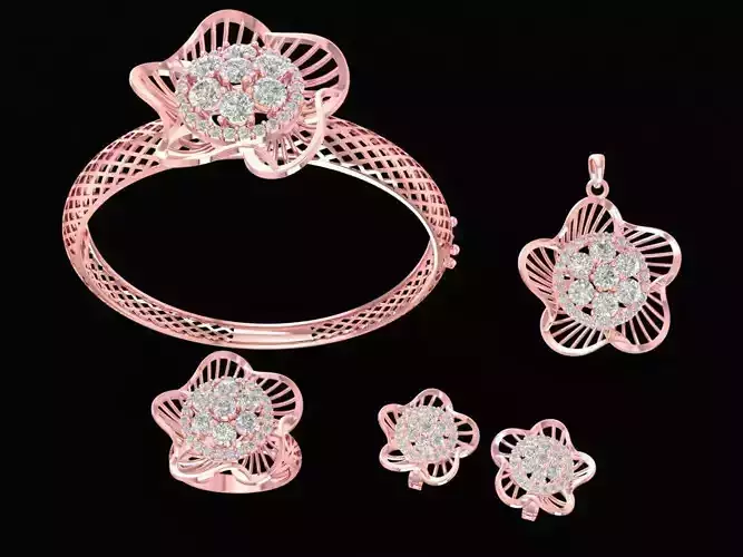 Elegant Flower Diamond Jewelry Set for Women 1275