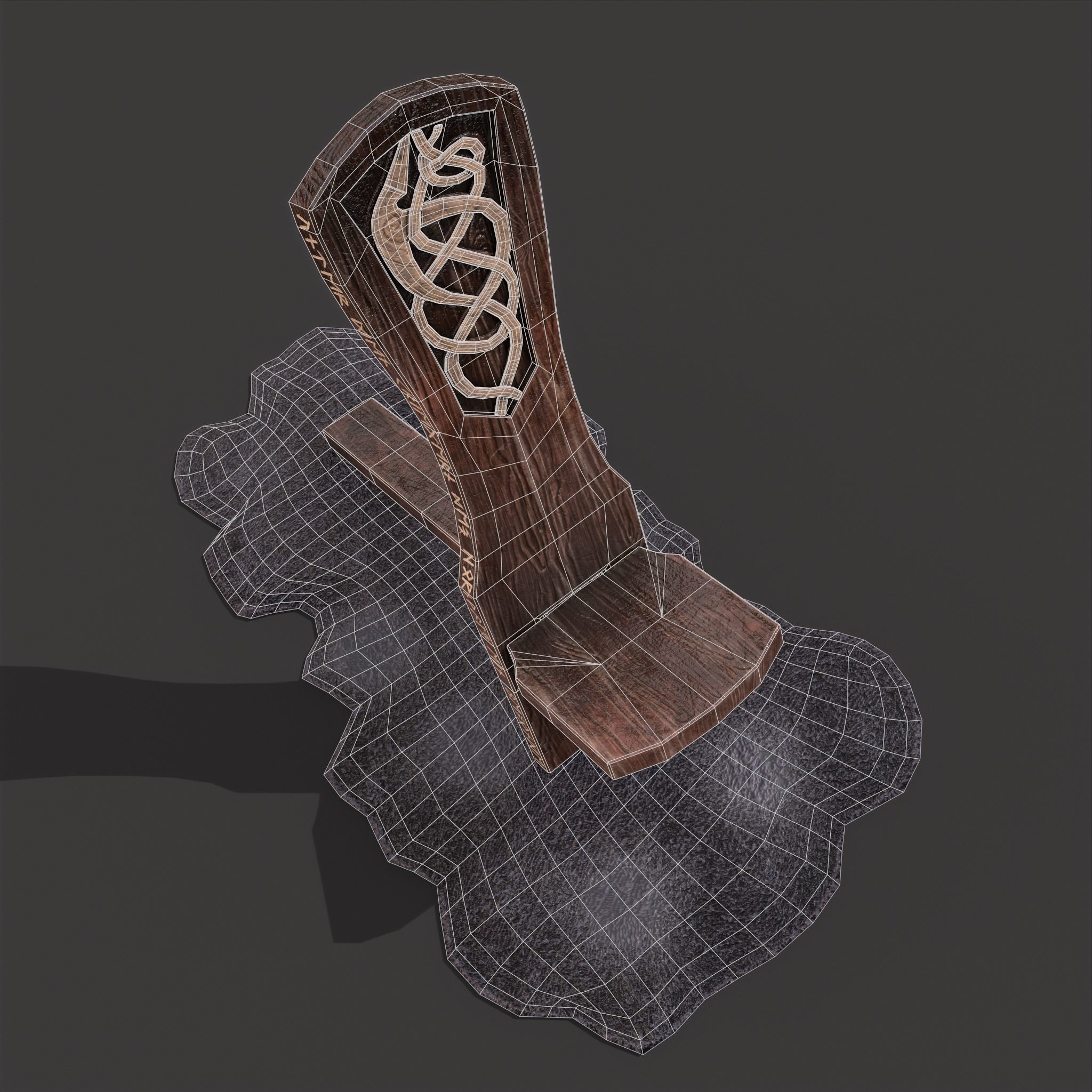 Viking Chair on Fur Low-poly 3D model_27