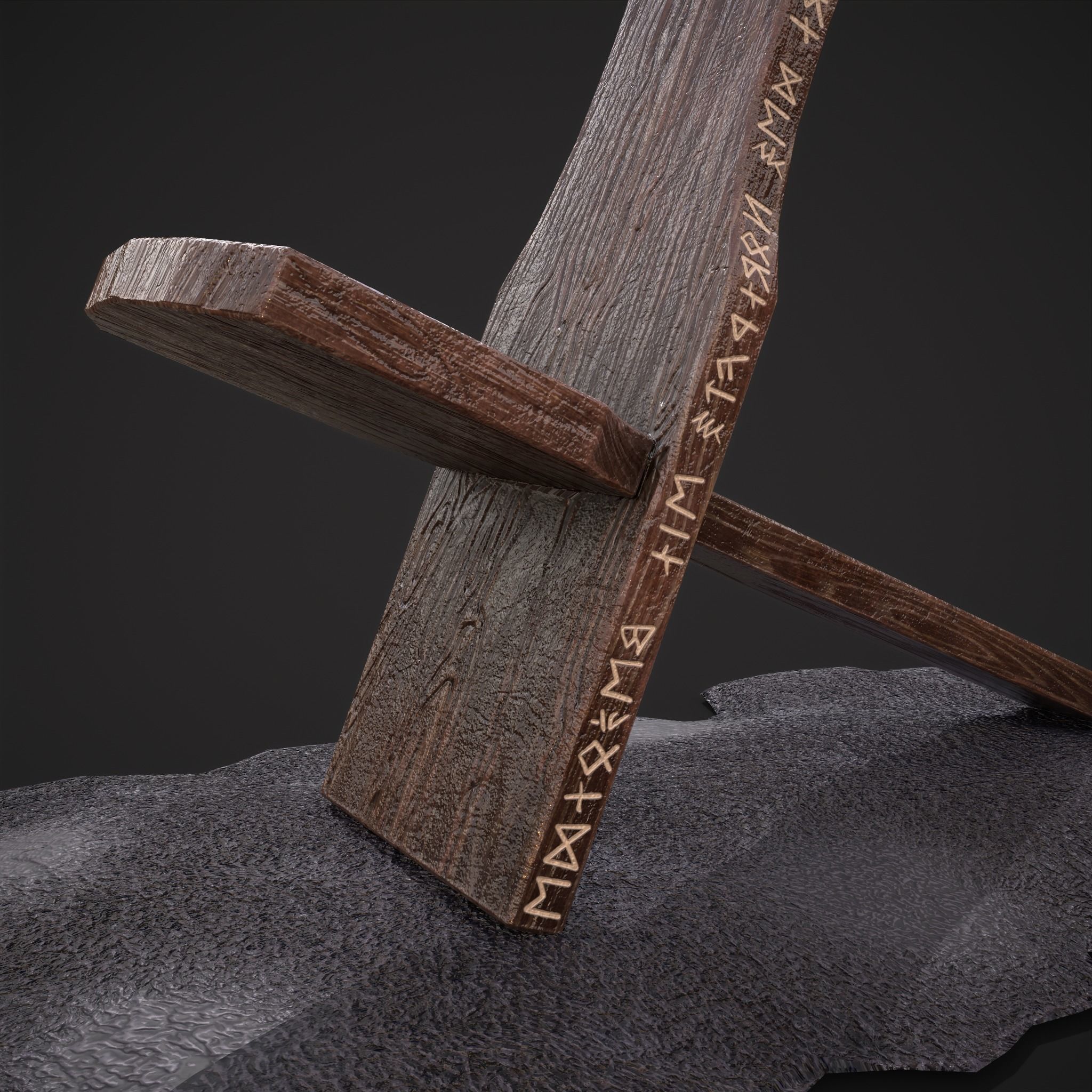 Viking Chair on Fur Low-poly 3D model_16