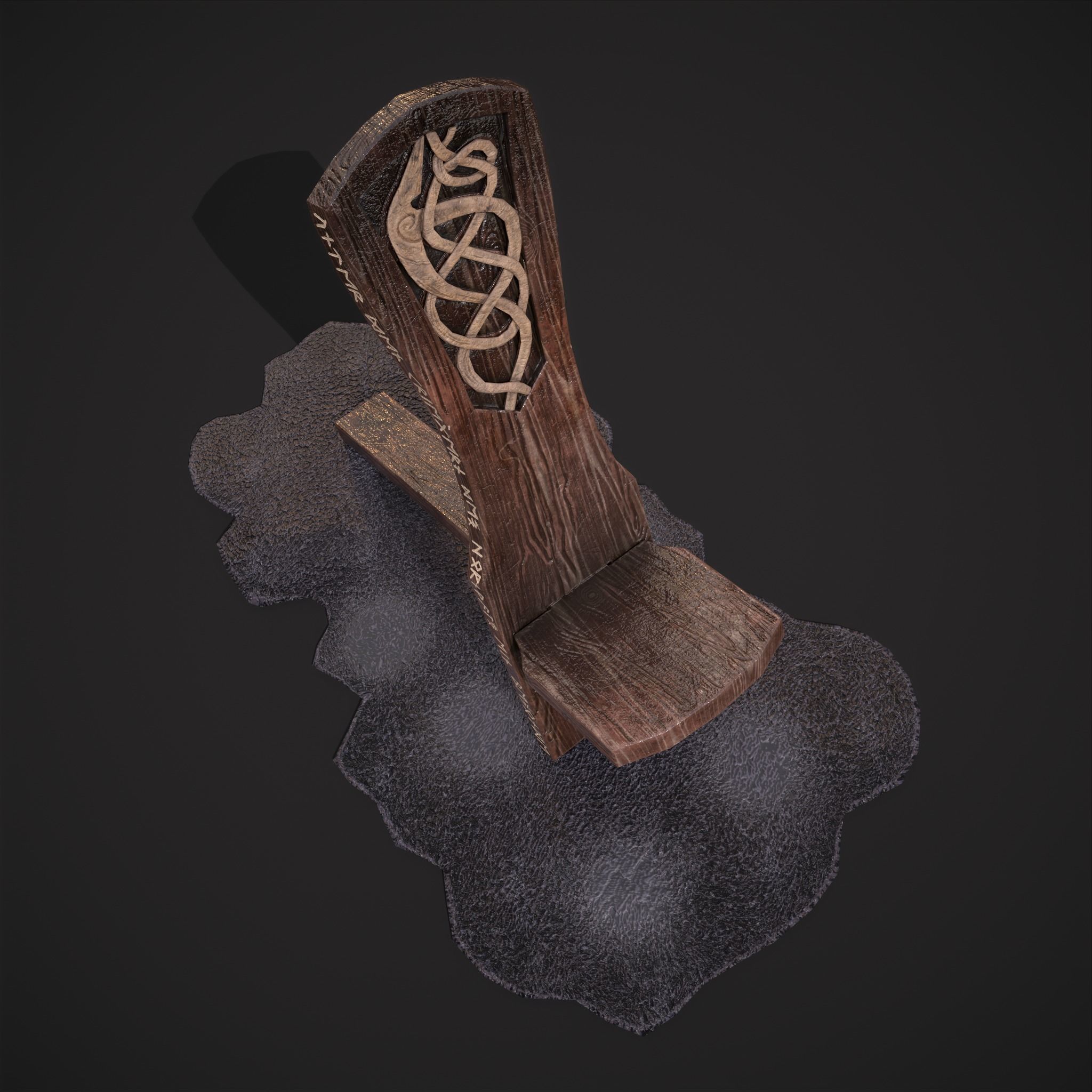 Viking Chair on Fur Low-poly 3D model_13