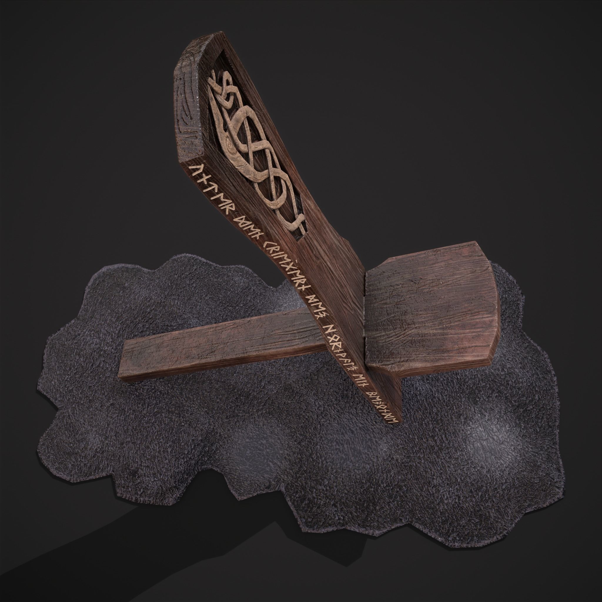 Viking Chair on Fur Low-poly 3D model_19