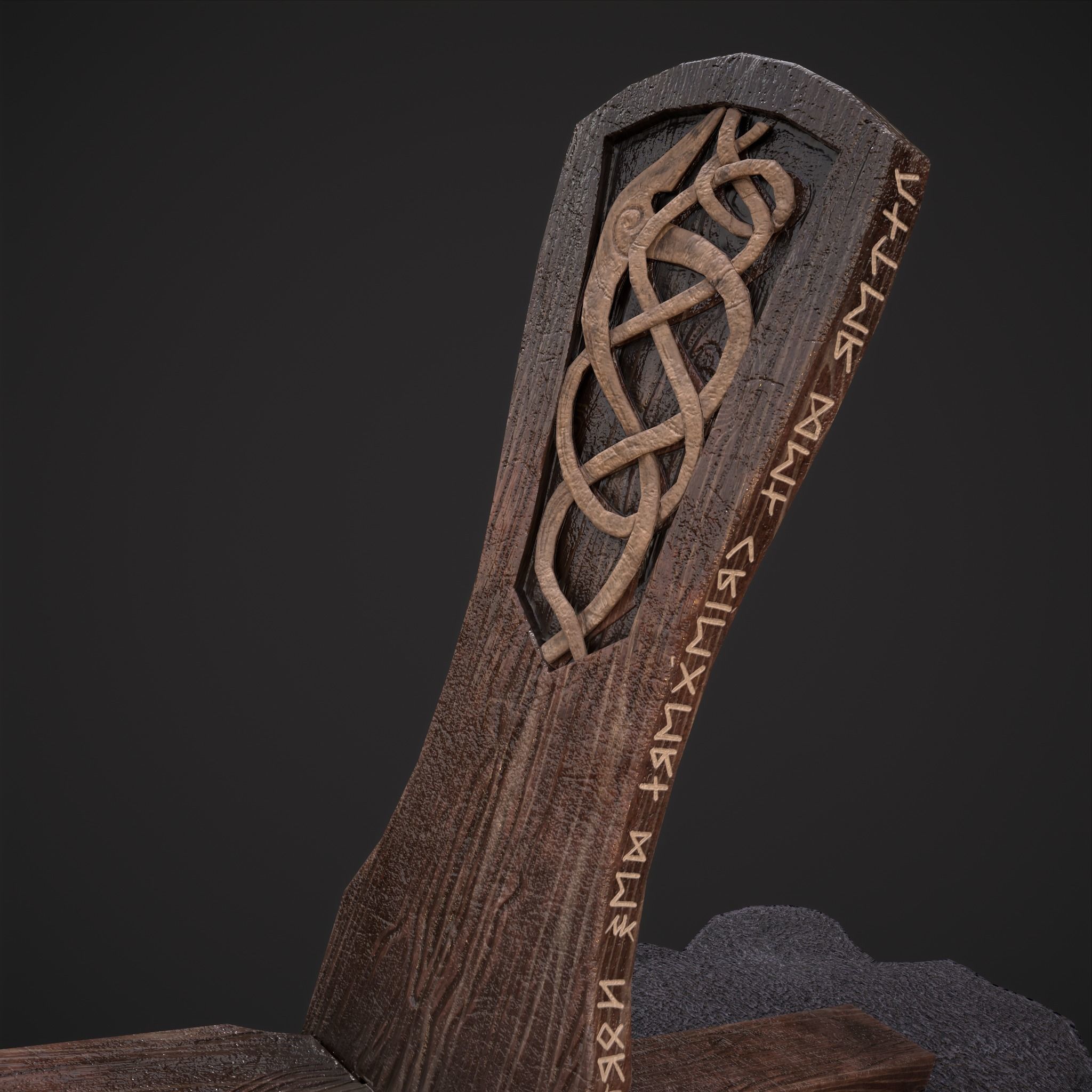 Viking Chair on Fur Low-poly 3D model_12