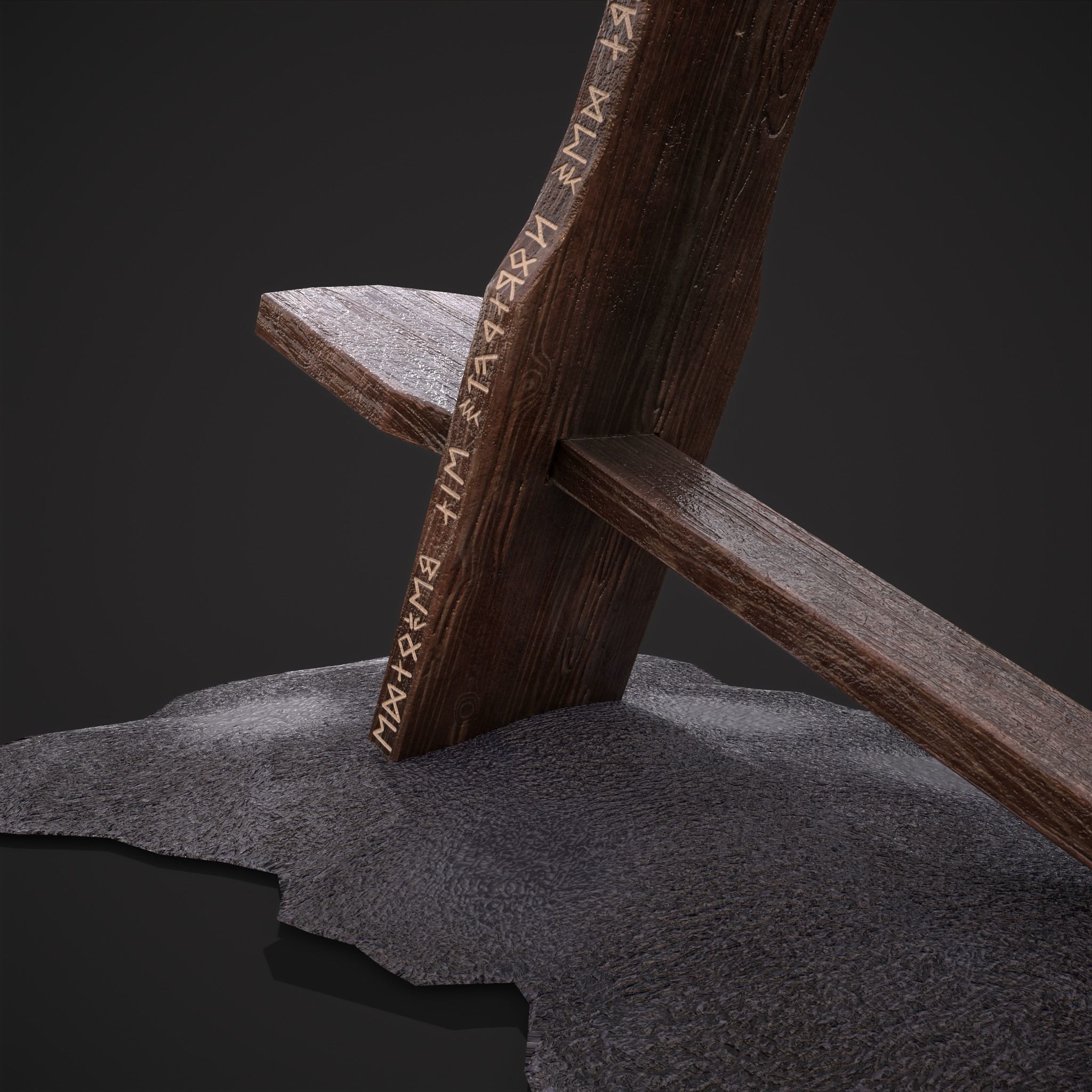 Viking Chair on Fur Low-poly 3D model_11