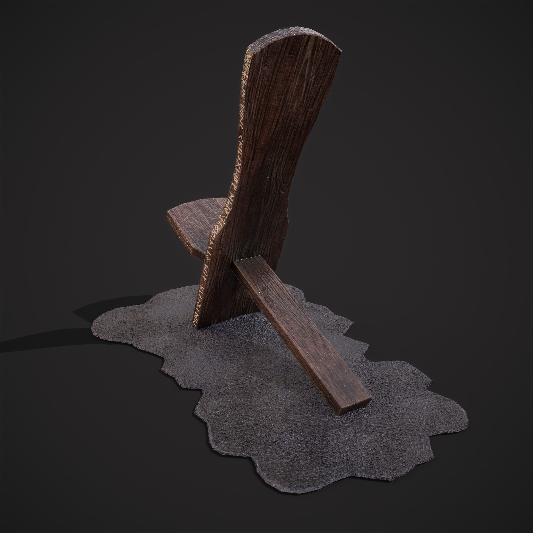 Viking Chair on Fur Low-poly 3D model_6