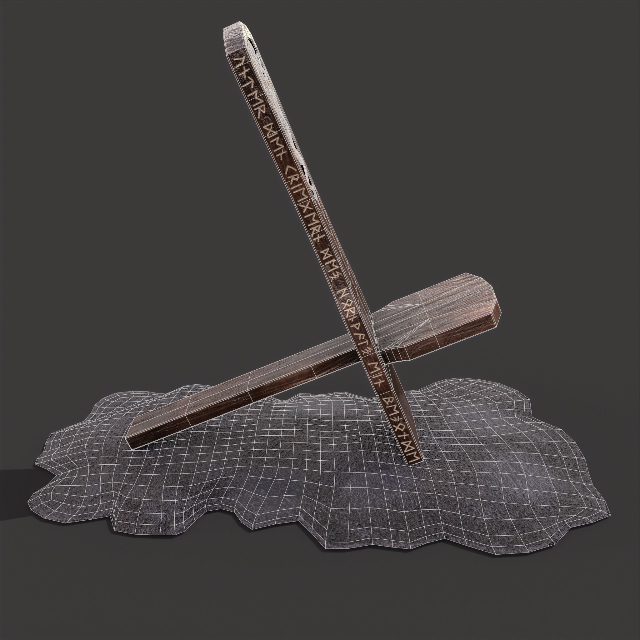 Viking Chair on Fur Low-poly 3D model_23