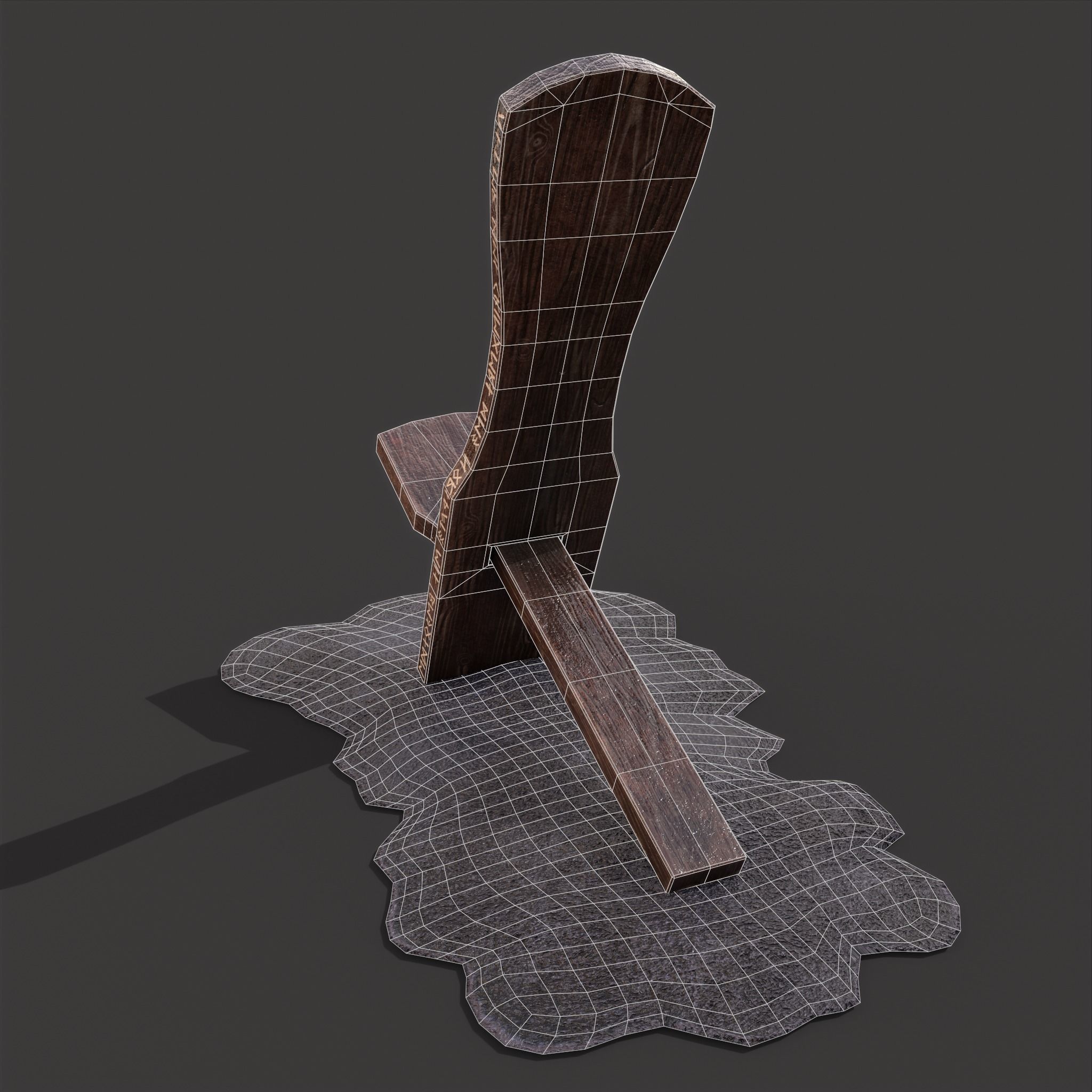 Viking Chair on Fur Low-poly 3D model_24