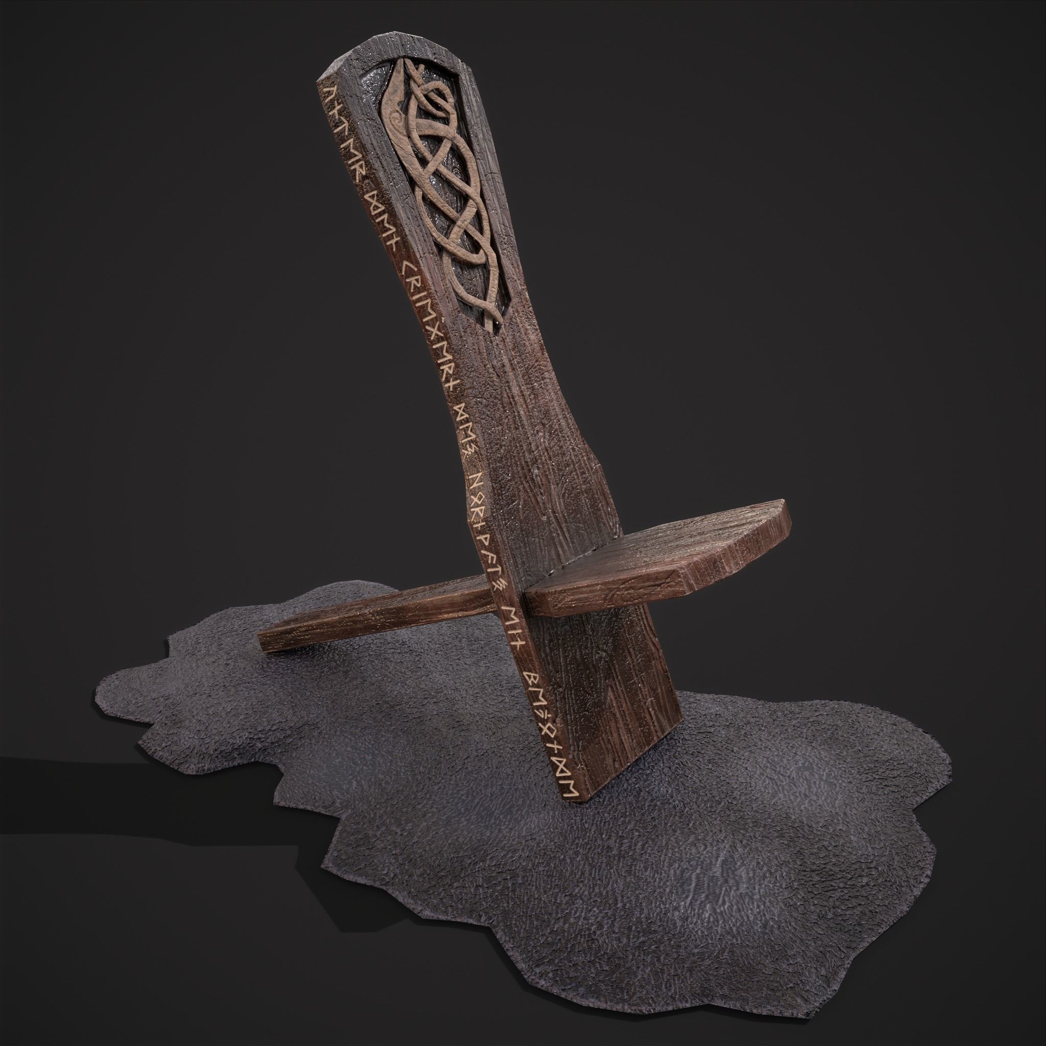 Viking Chair on Fur Low-poly 3D model_20