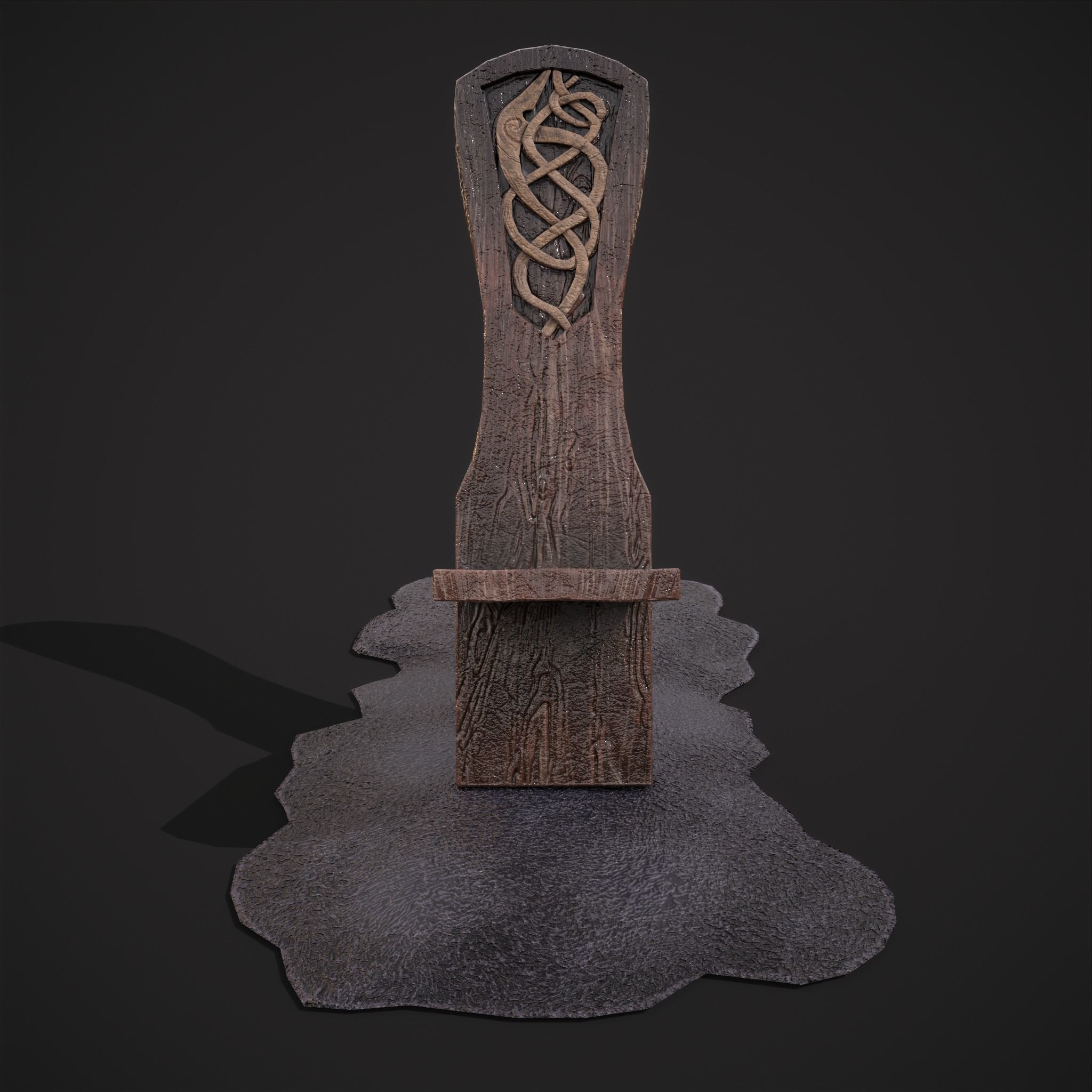 Viking Chair on Fur Low-poly 3D model_10