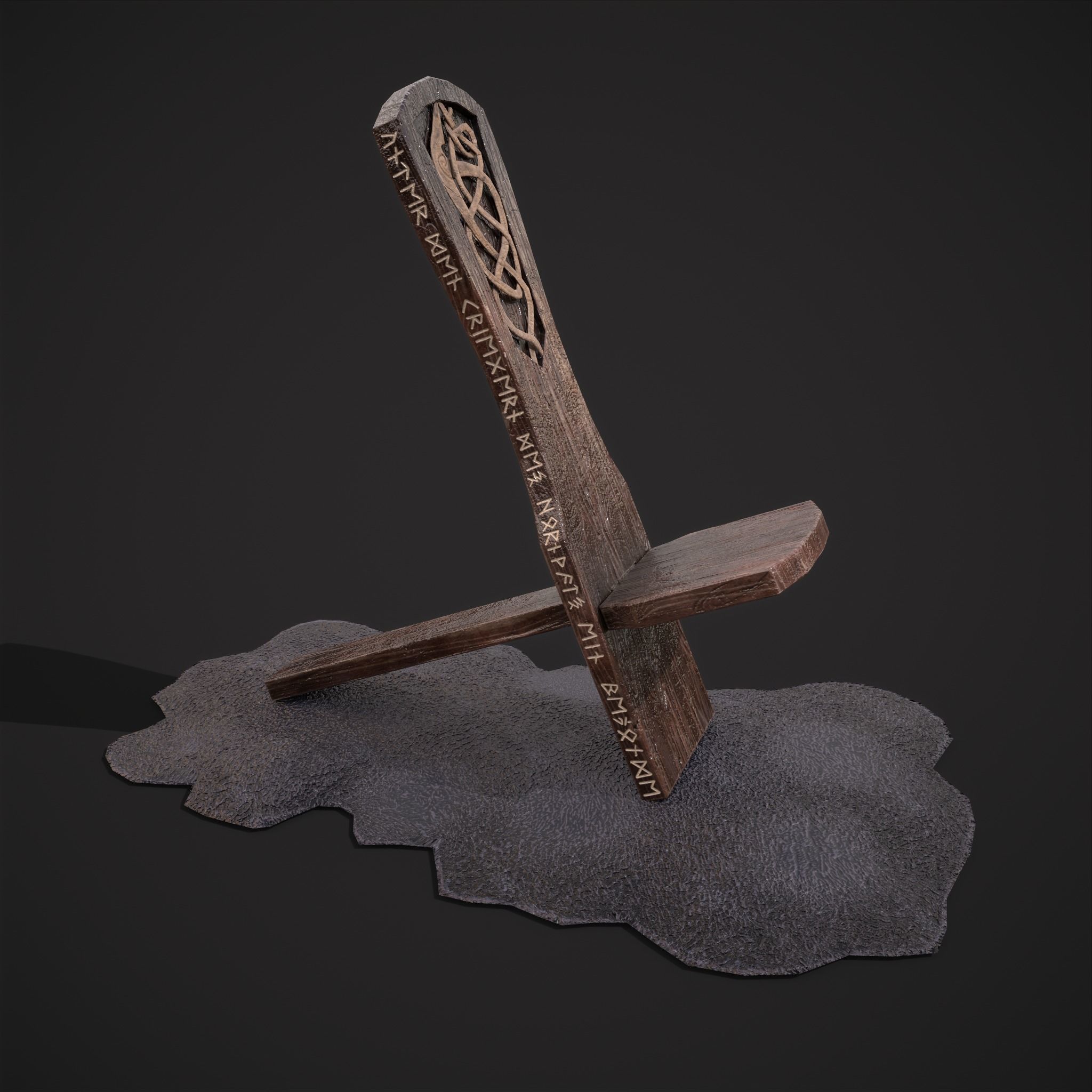 Viking Chair on Fur Low-poly 3D model_2