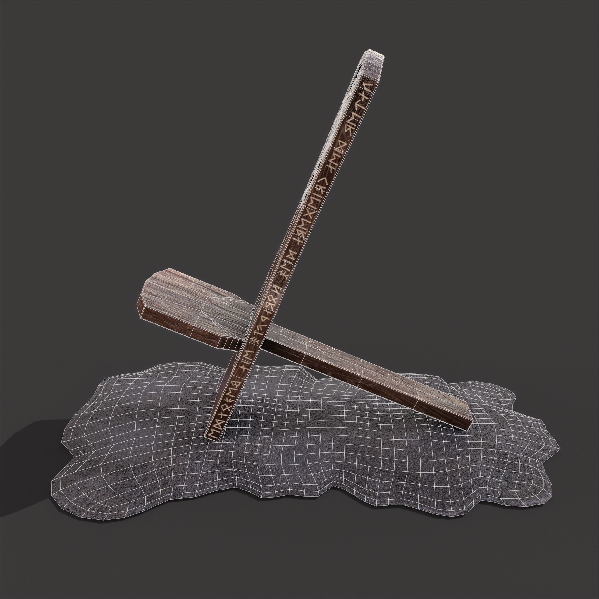 Viking Chair on Fur Low-poly 3D model_25