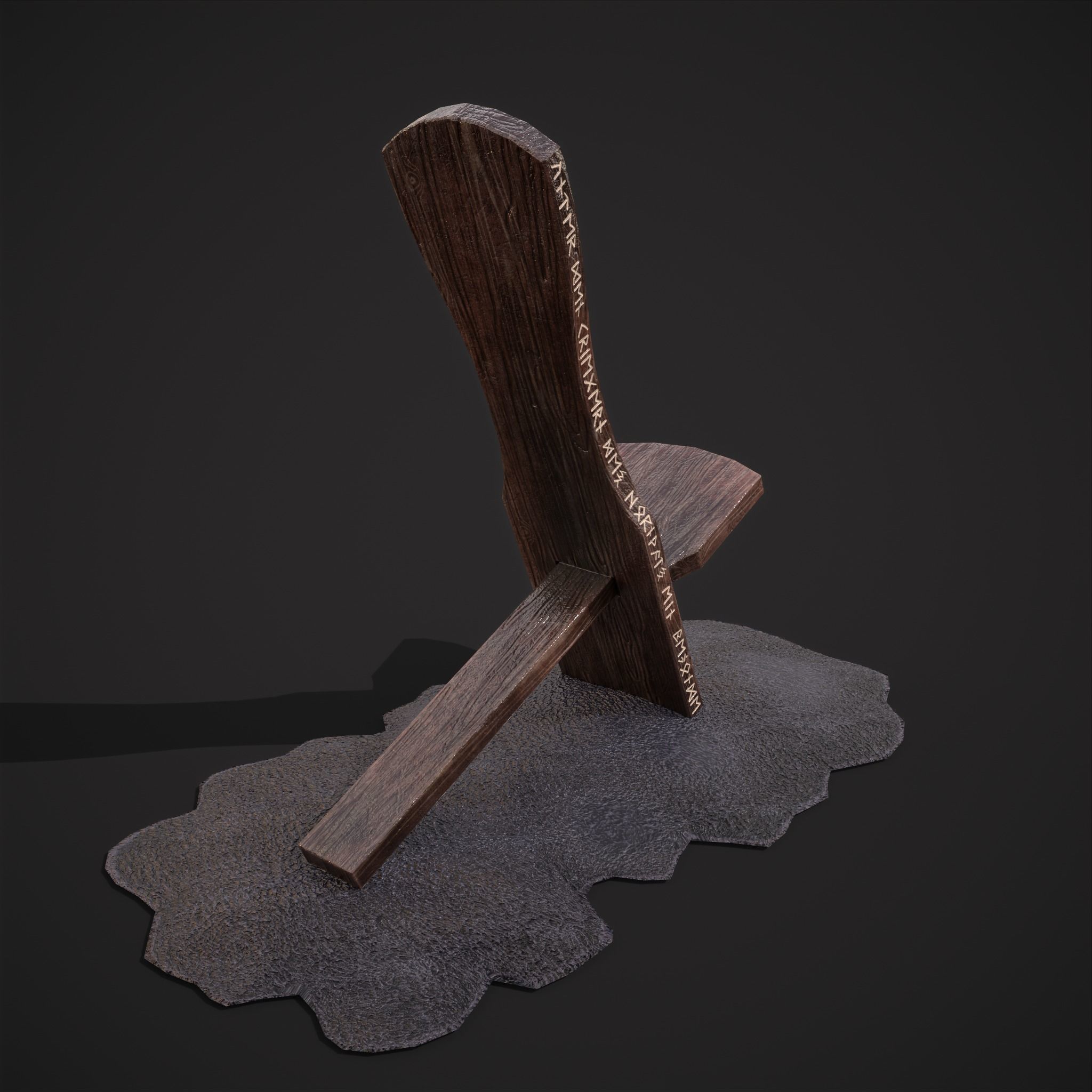Viking Chair on Fur Low-poly 3D model_4