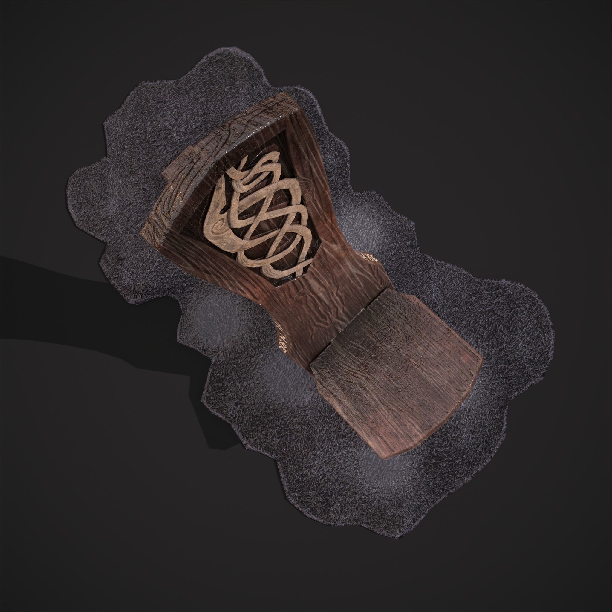 Viking Chair on Fur Low-poly 3D model_18