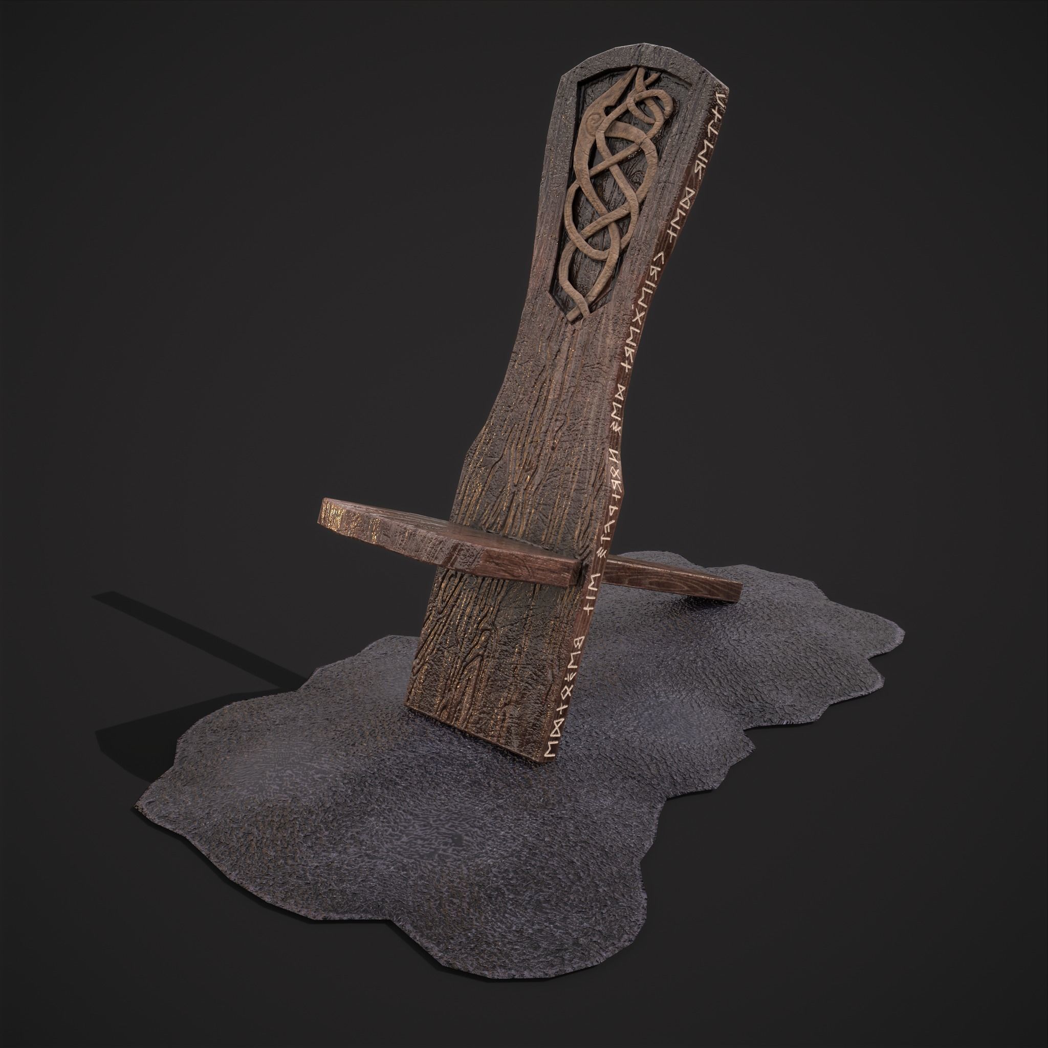 Viking Chair on Fur Low-poly 3D model_9
