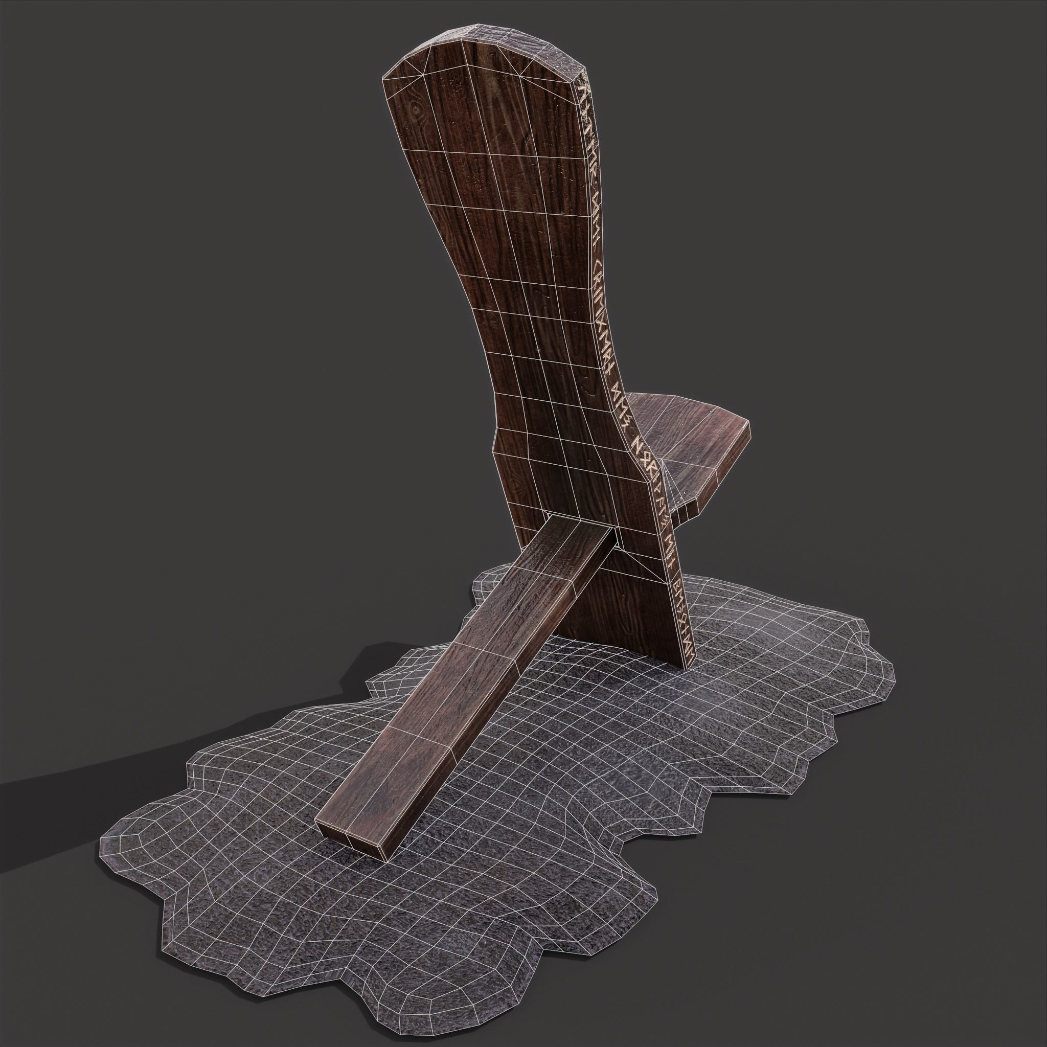 Viking Chair on Fur Low-poly 3D model_22