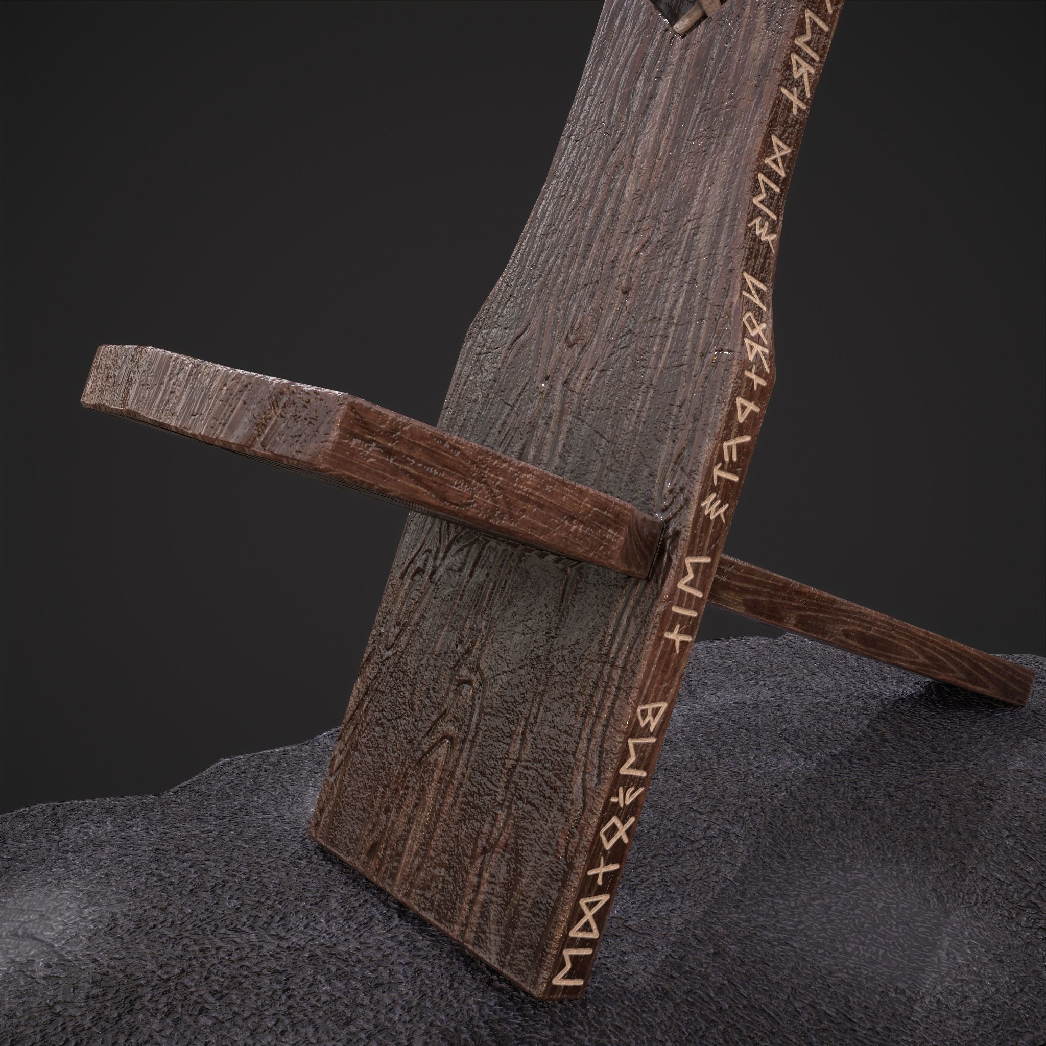 Viking Chair on Fur Low-poly 3D model_15