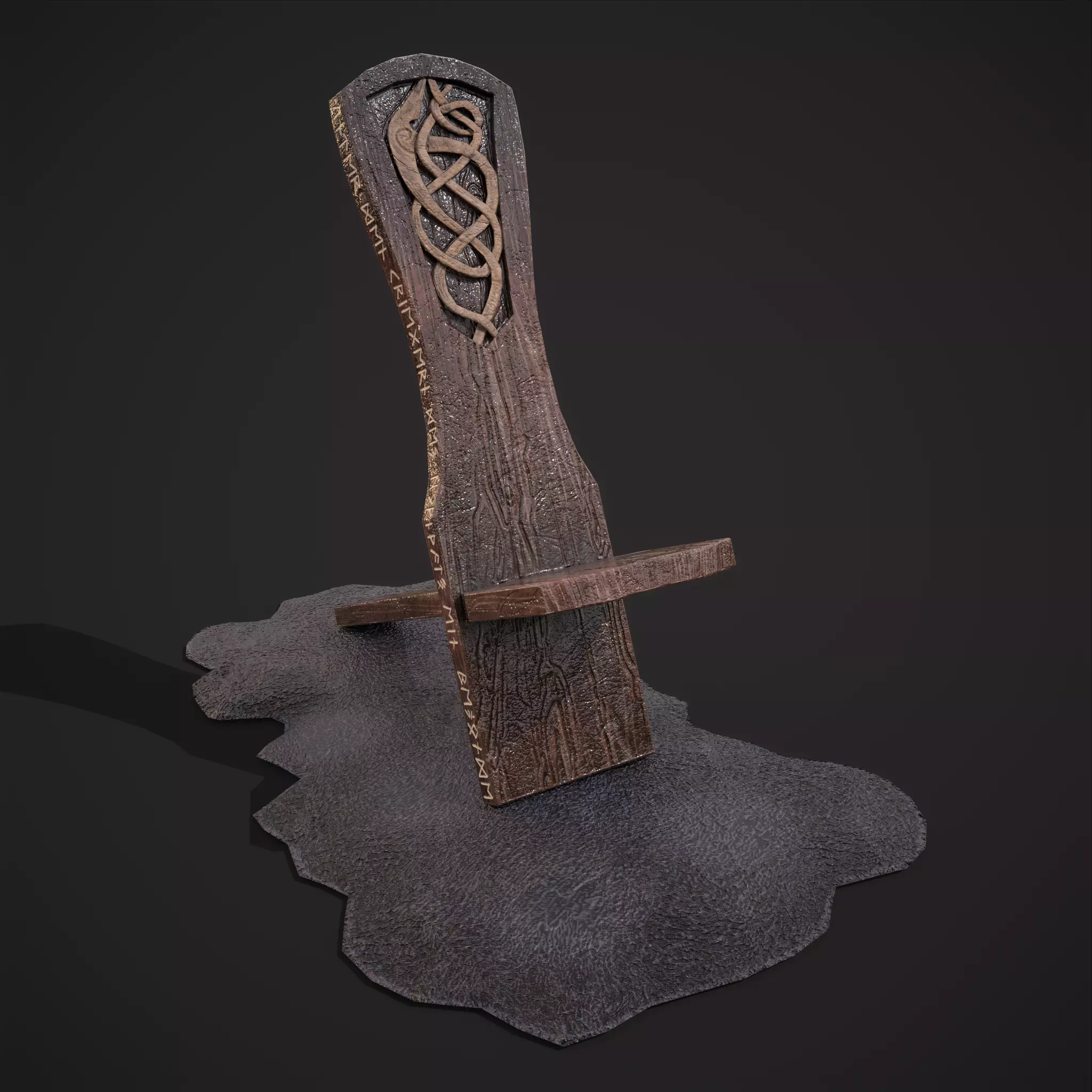 Viking Chair on Fur Low-poly 3D model_0