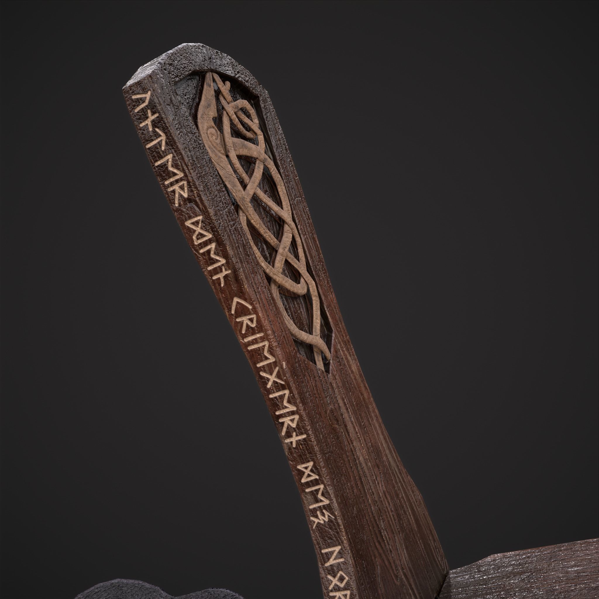 Viking Chair on Fur Low-poly 3D model_14