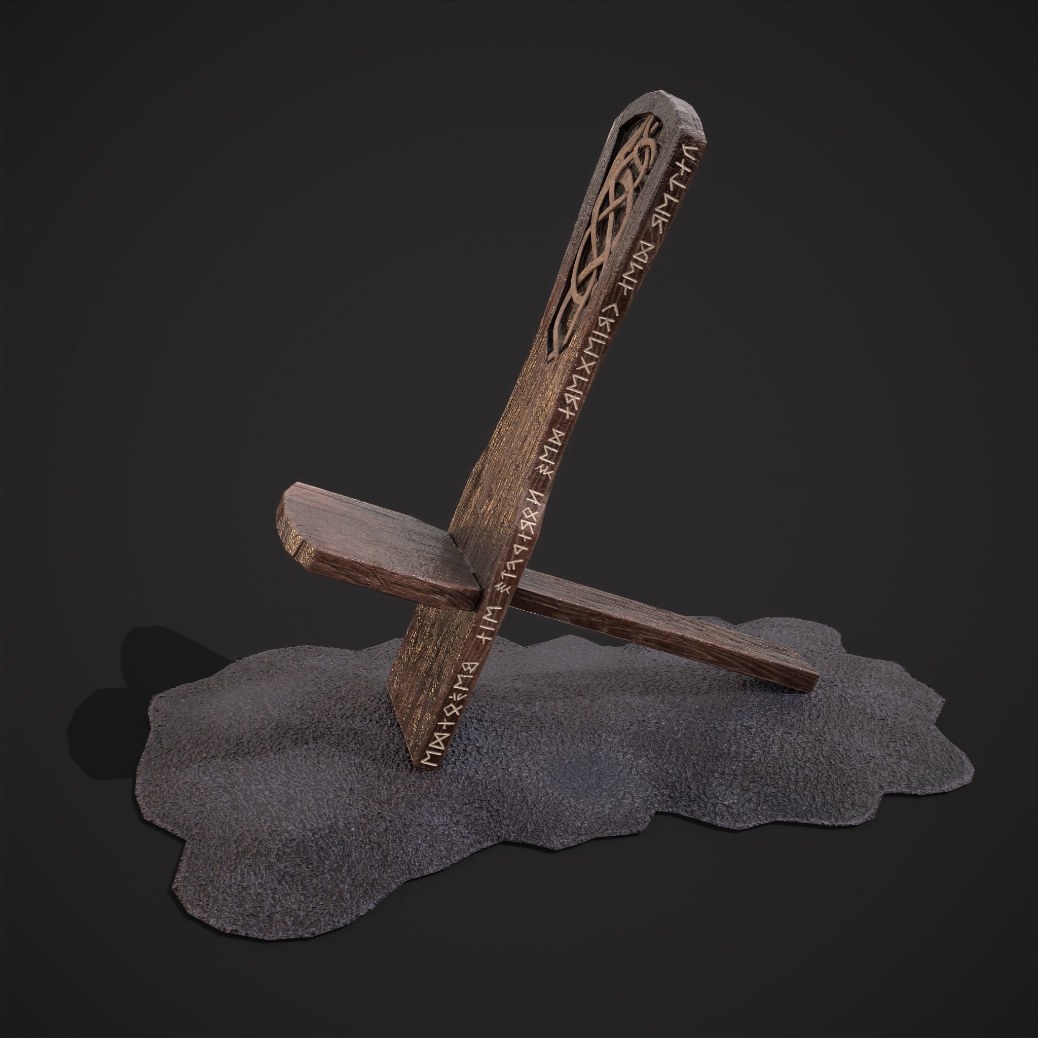 Viking Chair on Fur Low-poly 3D model_8