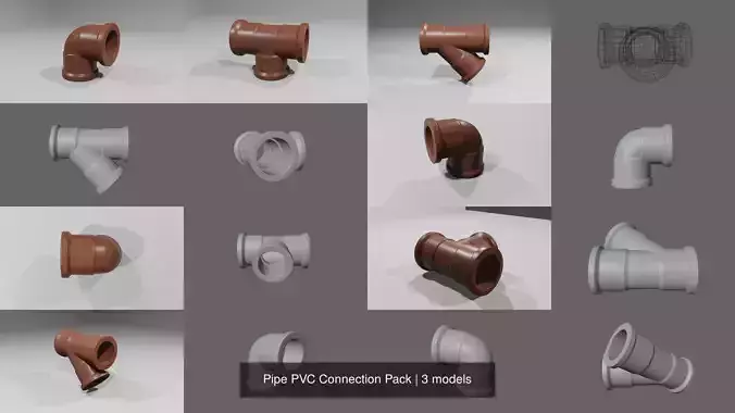 Pipe PVC Connection Pack 3D Model Collection
