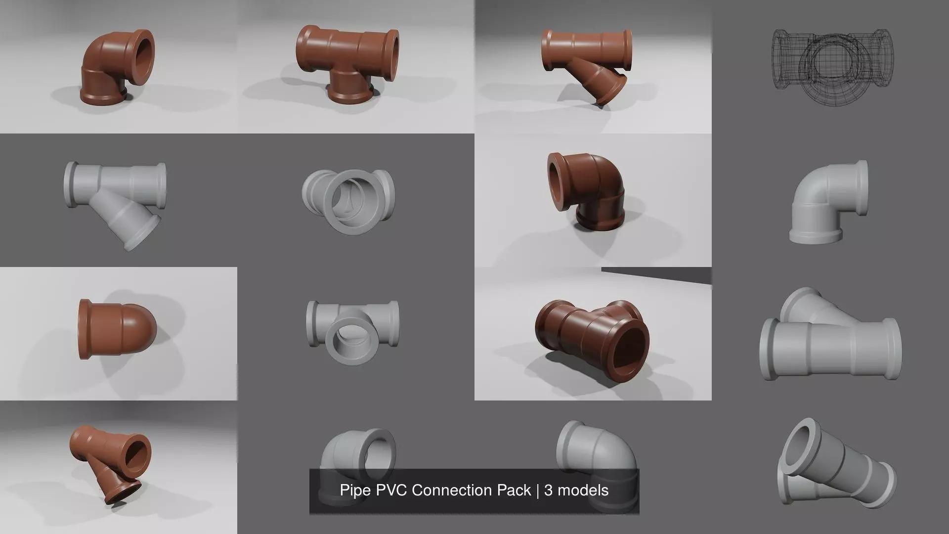Pipe PVC Connection Pack 3D Model Collection_0