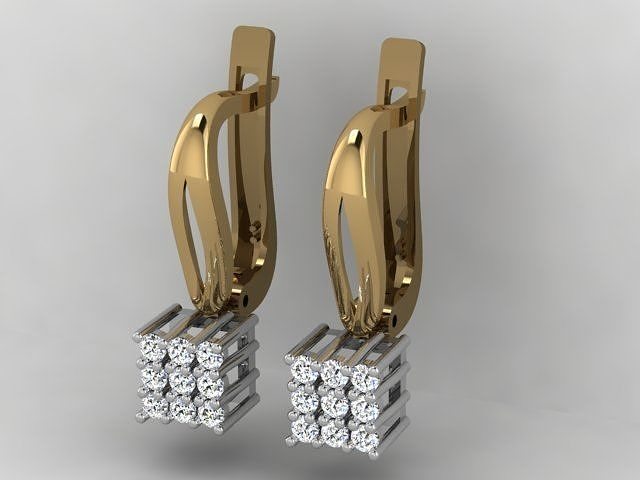 Woman Solitaire Earring Two Colours 3D Print Model 3D print model