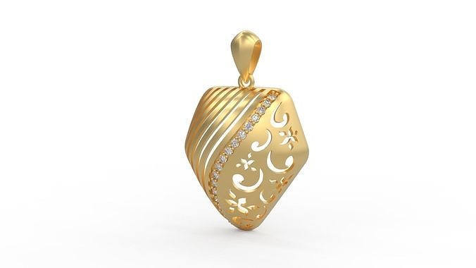 Ultra Vision Pentagon Multistone Woman Pendant 3D print model