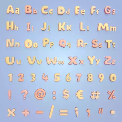 Cartoon Alphabet Low-poly 3D model