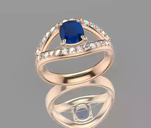 Bague saphir et diamants Free 3D model