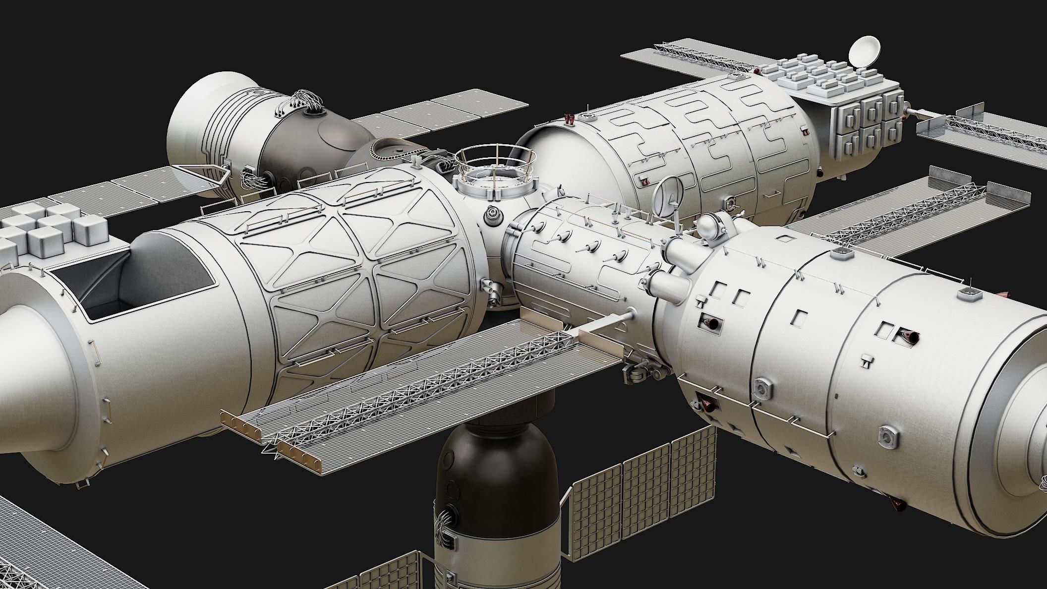 Tiangong Space Station 3D model CGTrader