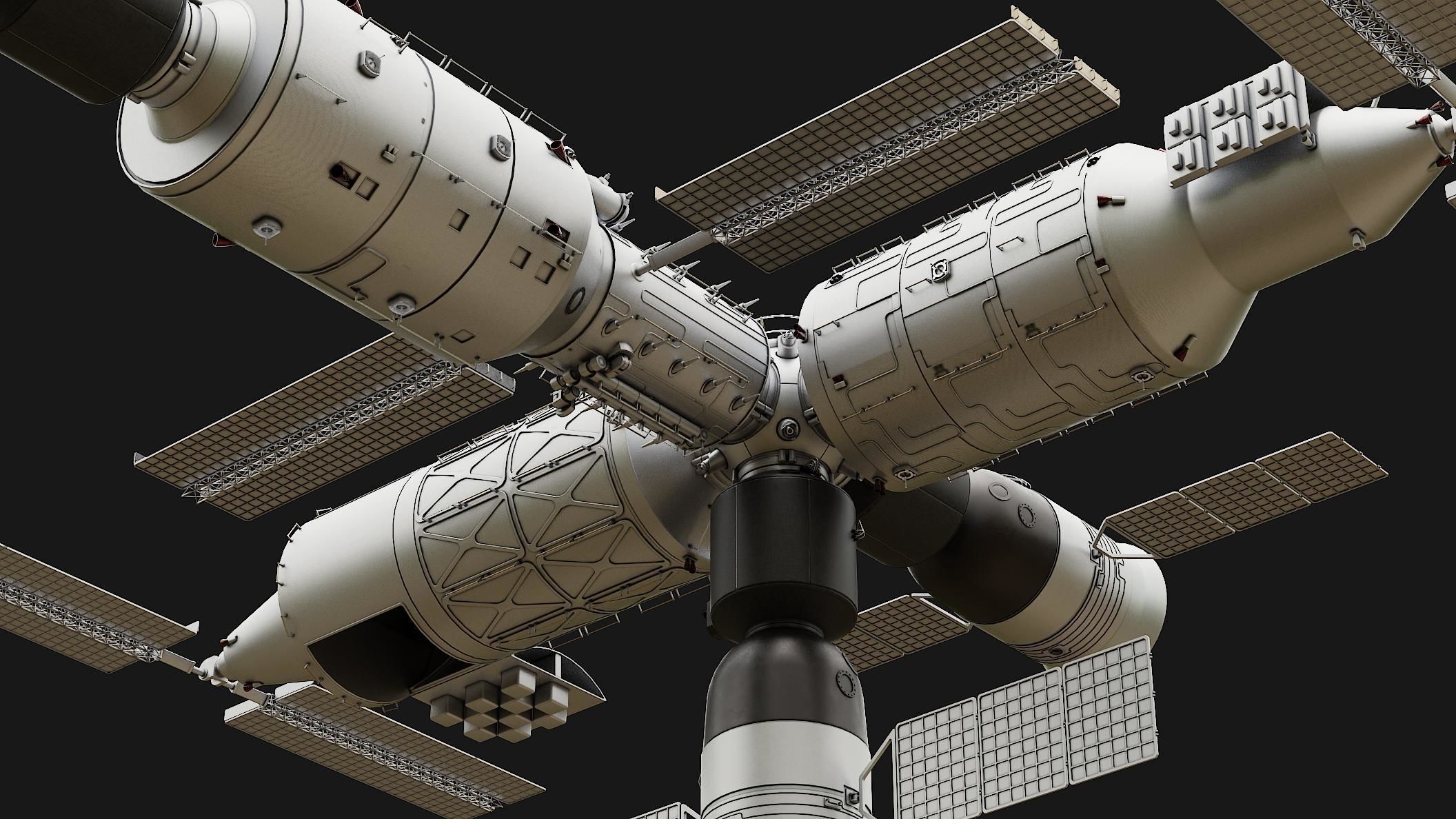 Tiangong Space Station 3D model CGTrader