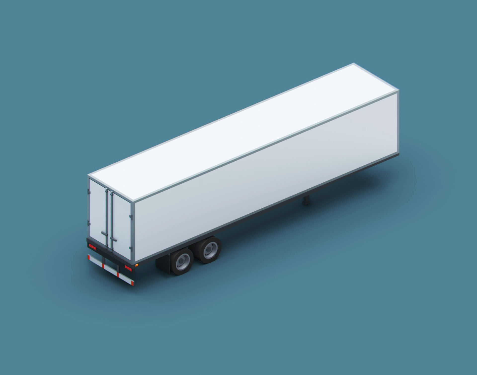 Cartoon Stylized  Refrigerated Semi Trailer Low-poly 3D model_6