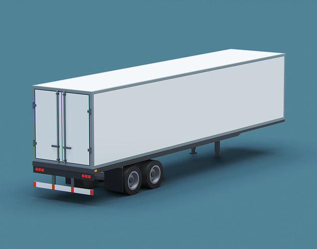 Cartoon Stylized  Refrigerated Semi Trailer Low-poly 3D model