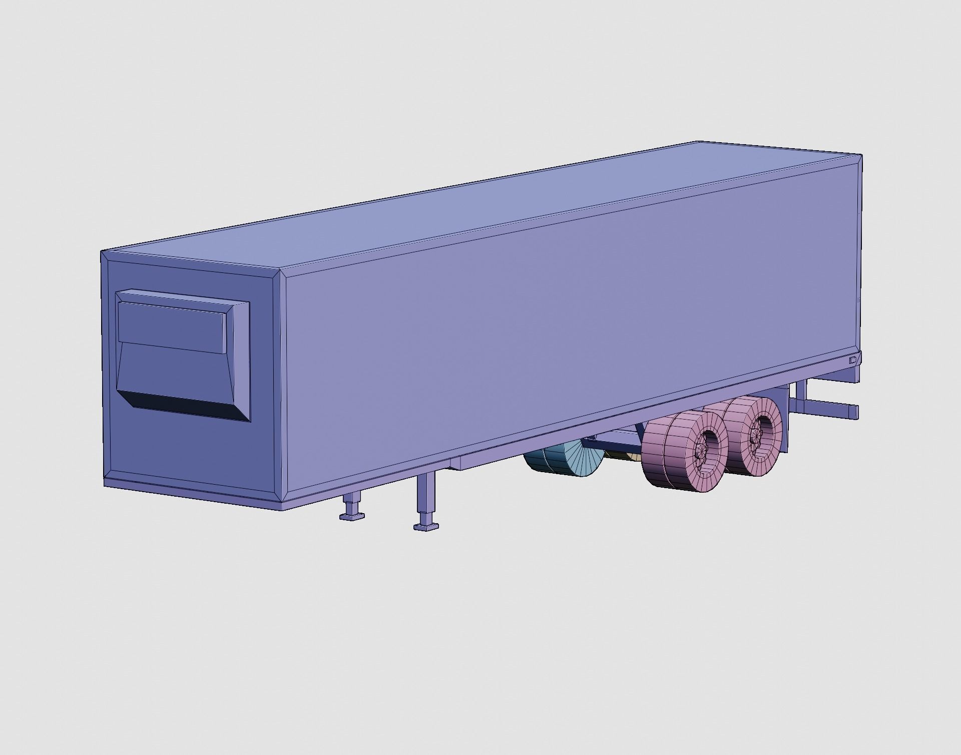 Cartoon Stylized  Refrigerated Semi Trailer Low-poly 3D model_7