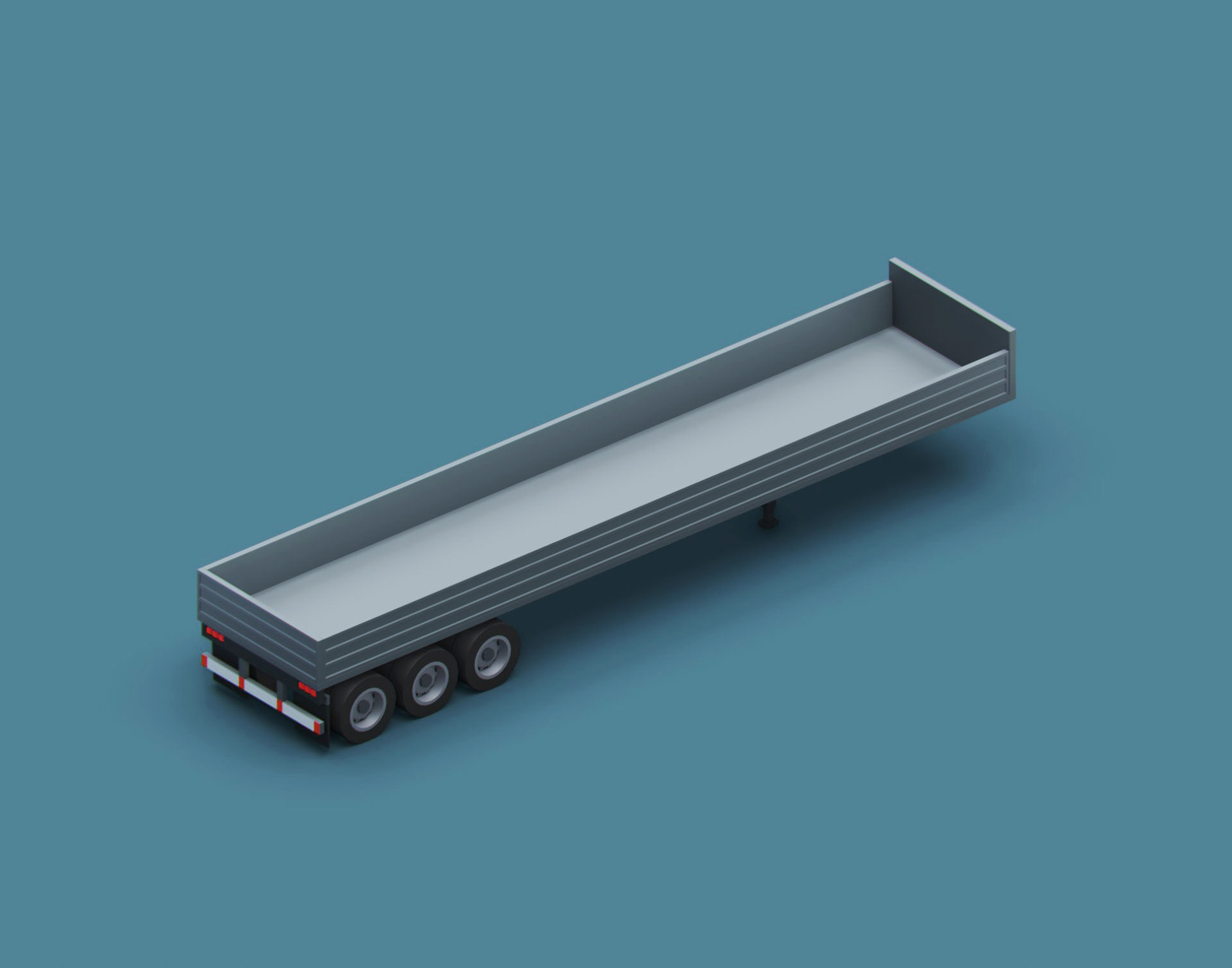 Cartoon Stylized  Semi Trailer Low-poly 3D model_6