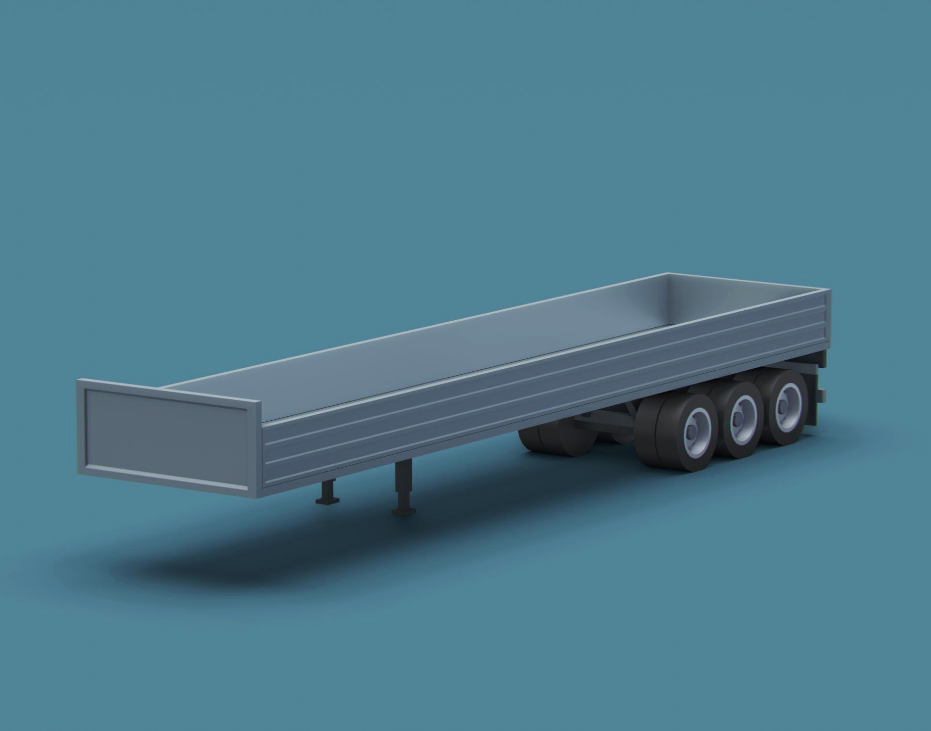 Cartoon Stylized  Semi Trailer Low-poly 3D model_1