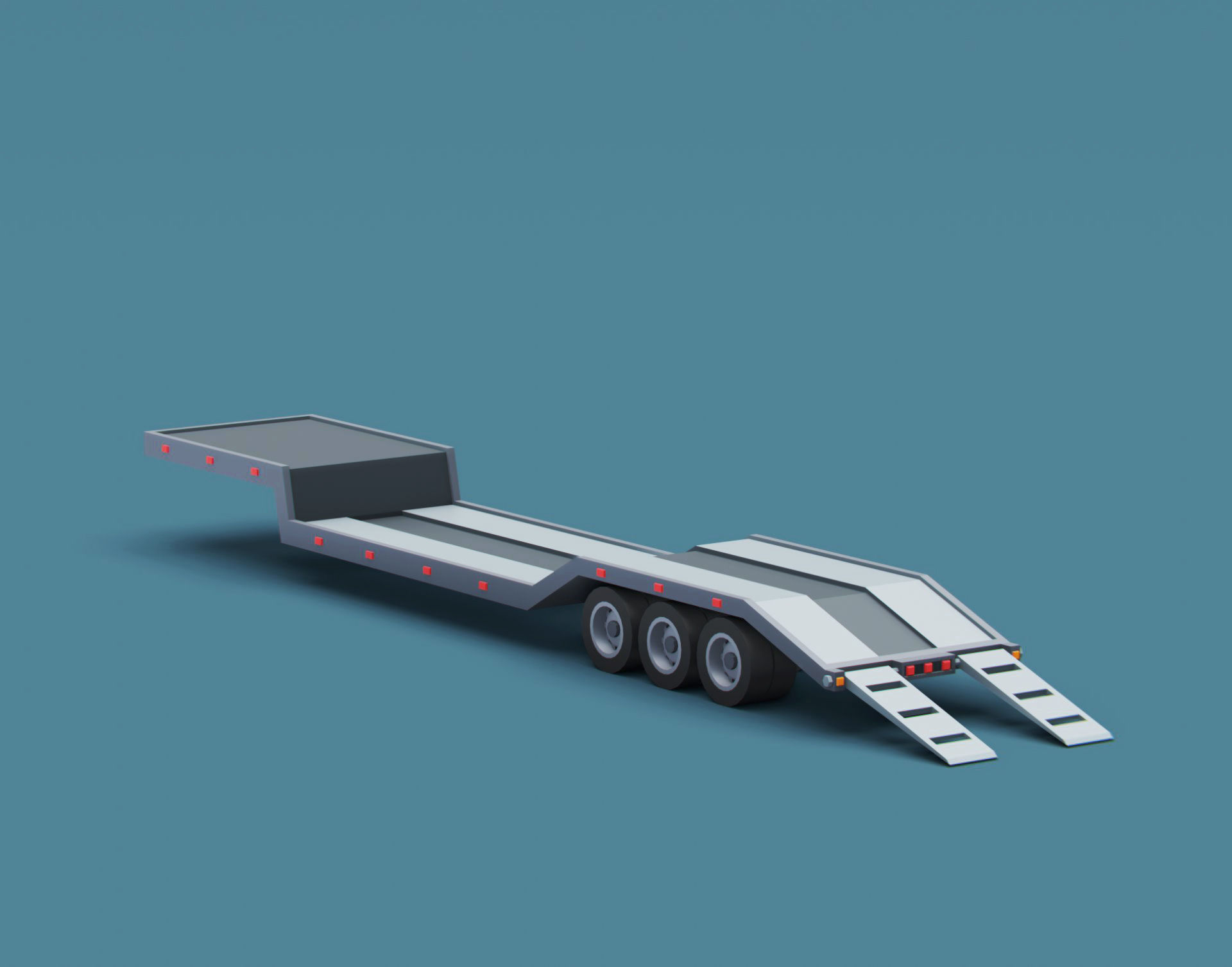 Cartoon Stylized Semi Trailer Lowbed Low-poly 3D model_1
