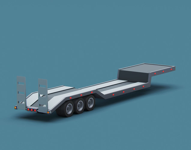 Cartoon Stylized Semi Trailer Lowbed Low-poly 3D model