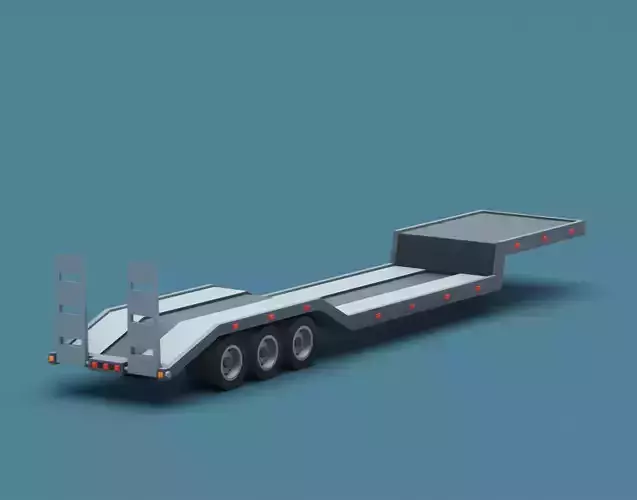 Cartoon Stylized Semi Trailer Lowbed Low-poly 3D model