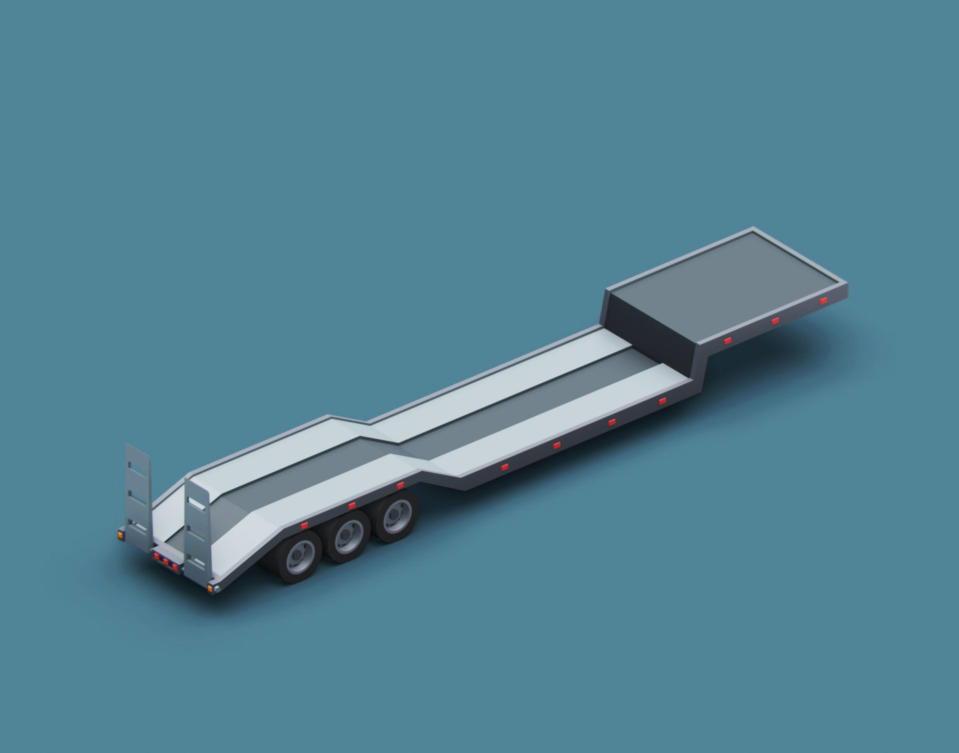 Cartoon Stylized Semi Trailer Lowbed Low-poly 3D model_5