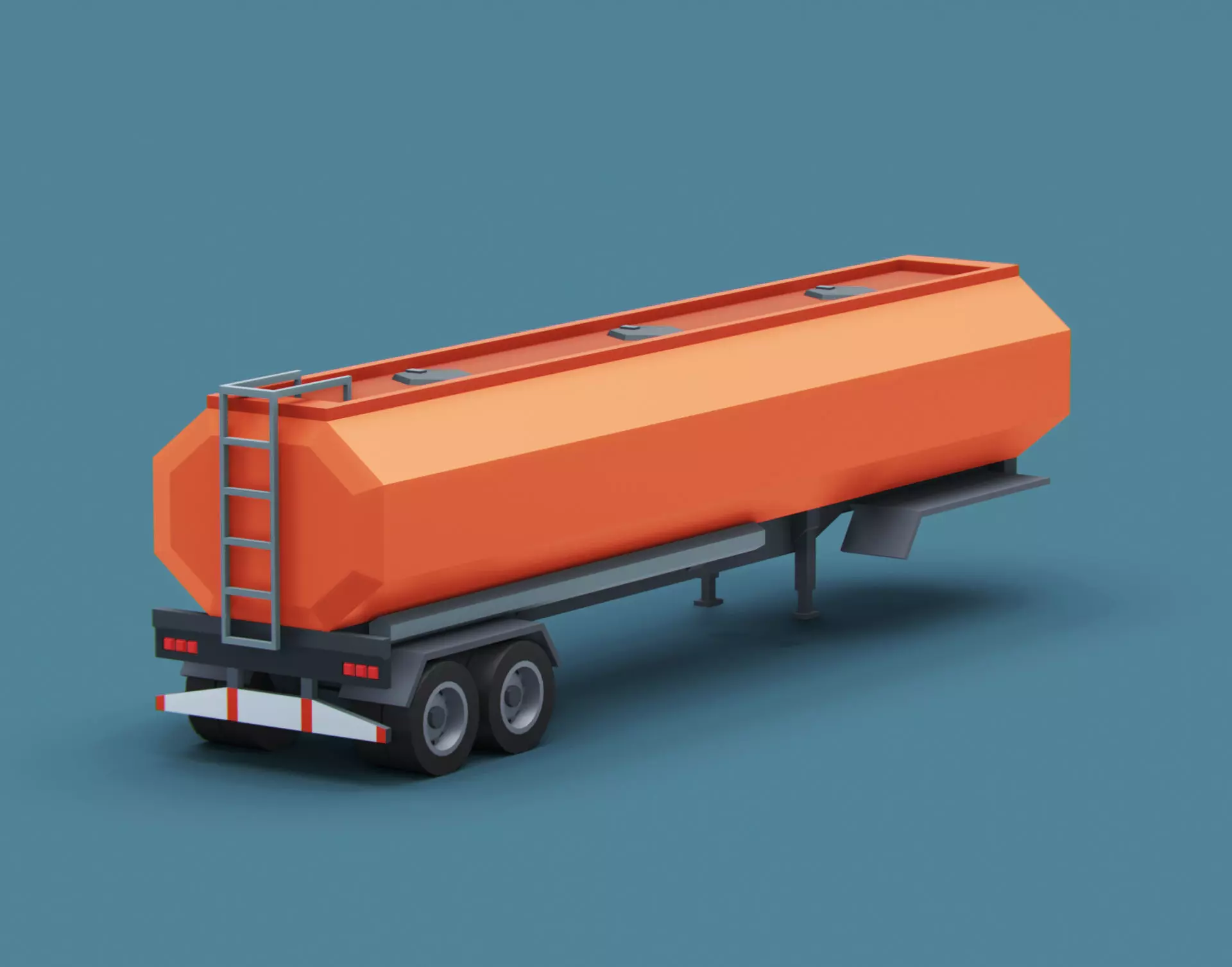 Cartoon Stylized  Tank Semi Trailer Low-poly 3D model_0