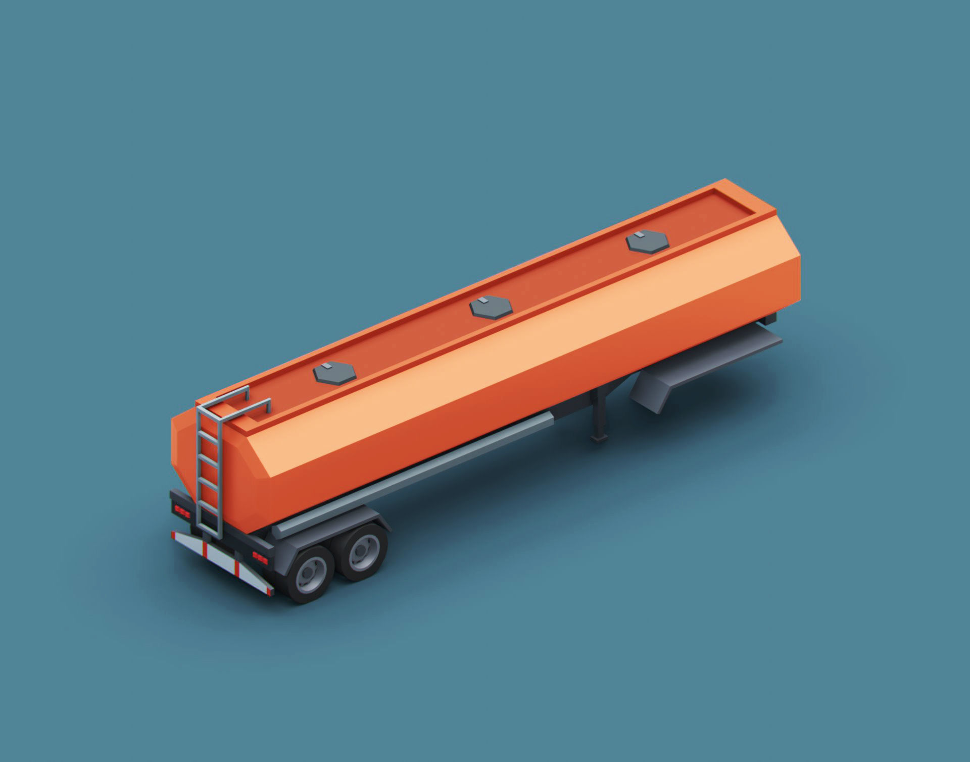 Cartoon Stylized  Tank Semi Trailer Low-poly 3D model_4
