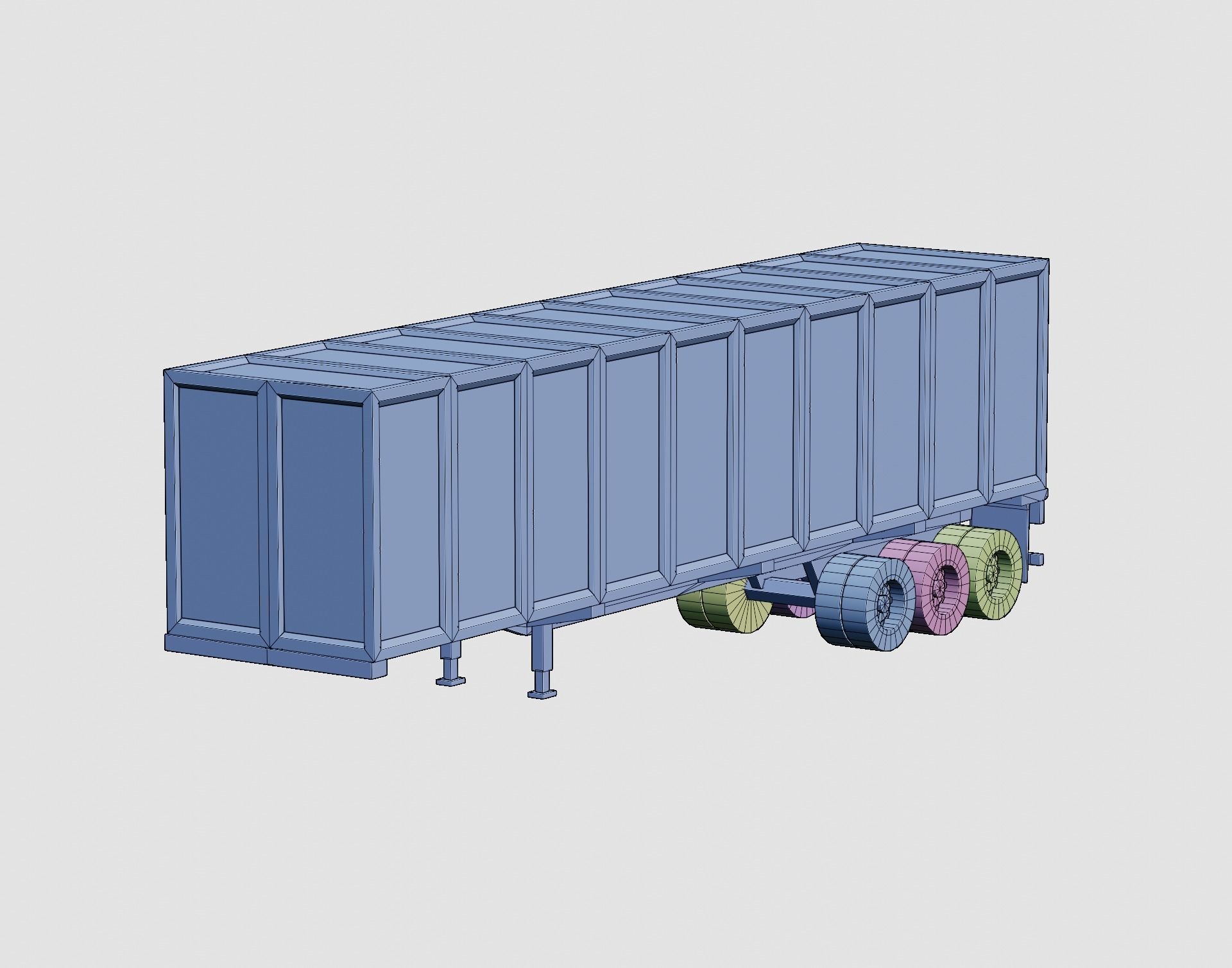 Cartoon Stylized  Container Semi Trailer Low-poly 3D model_8