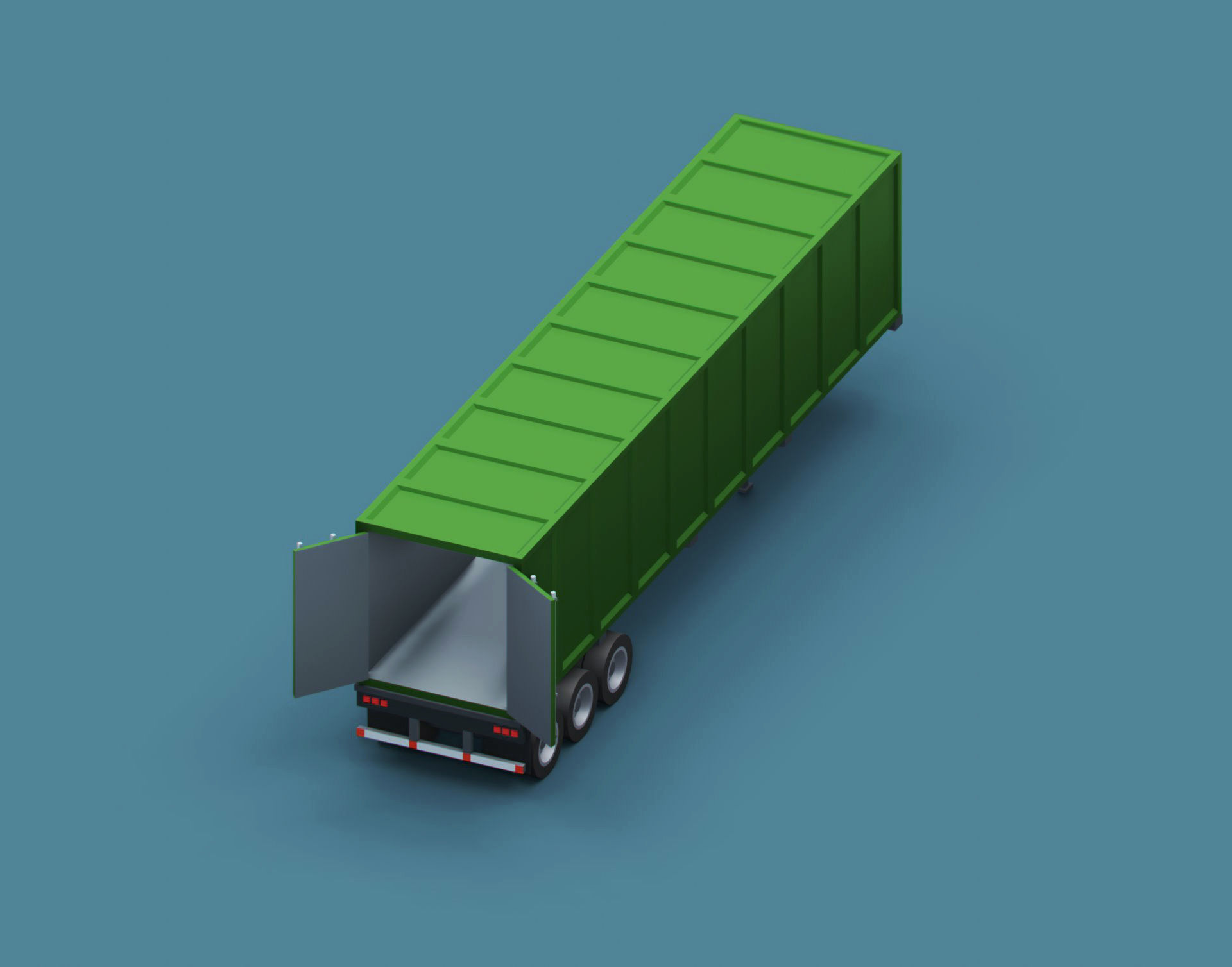 Cartoon Stylized  Container Semi Trailer Low-poly 3D model_2