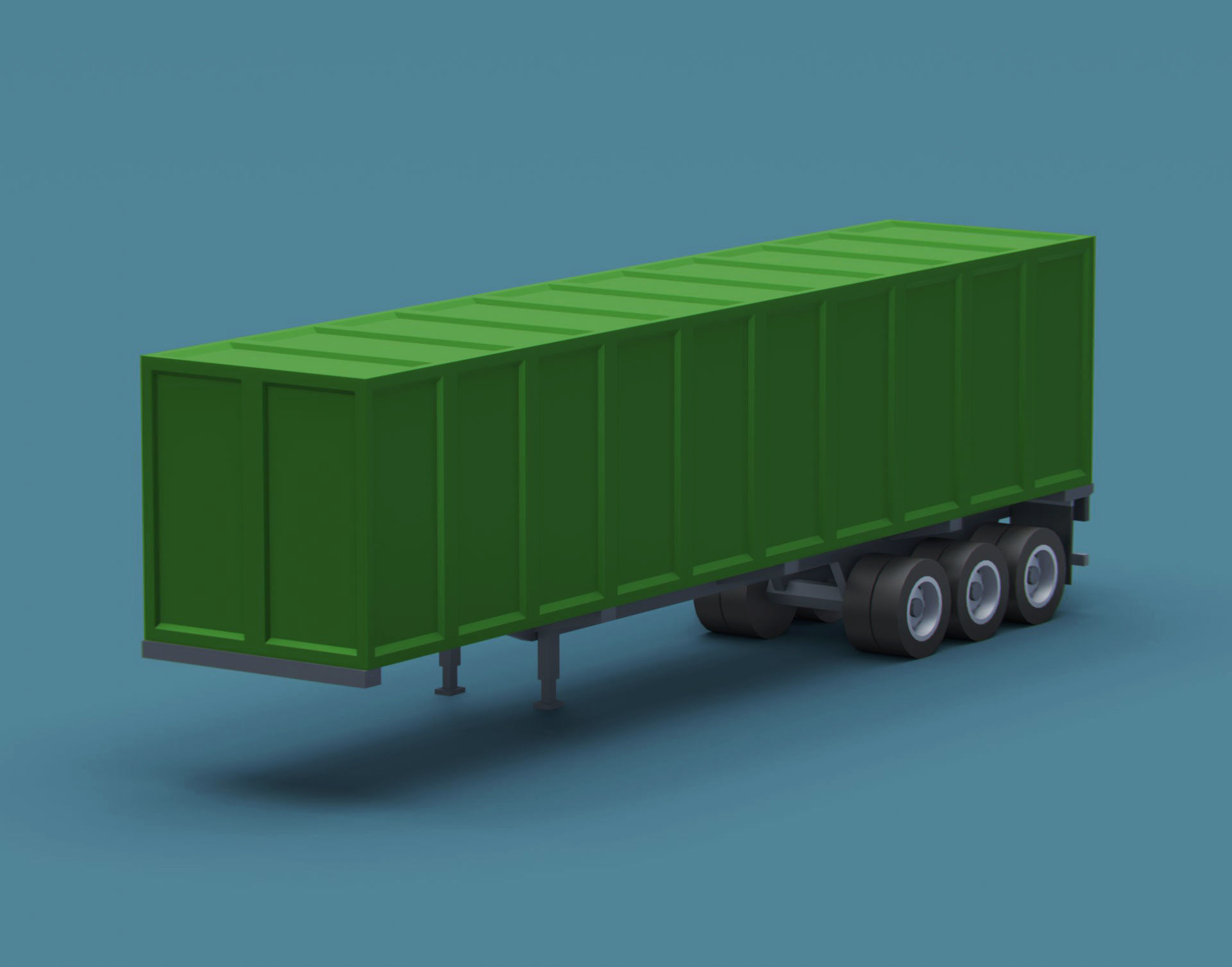 Cartoon Stylized  Container Semi Trailer Low-poly 3D model_1