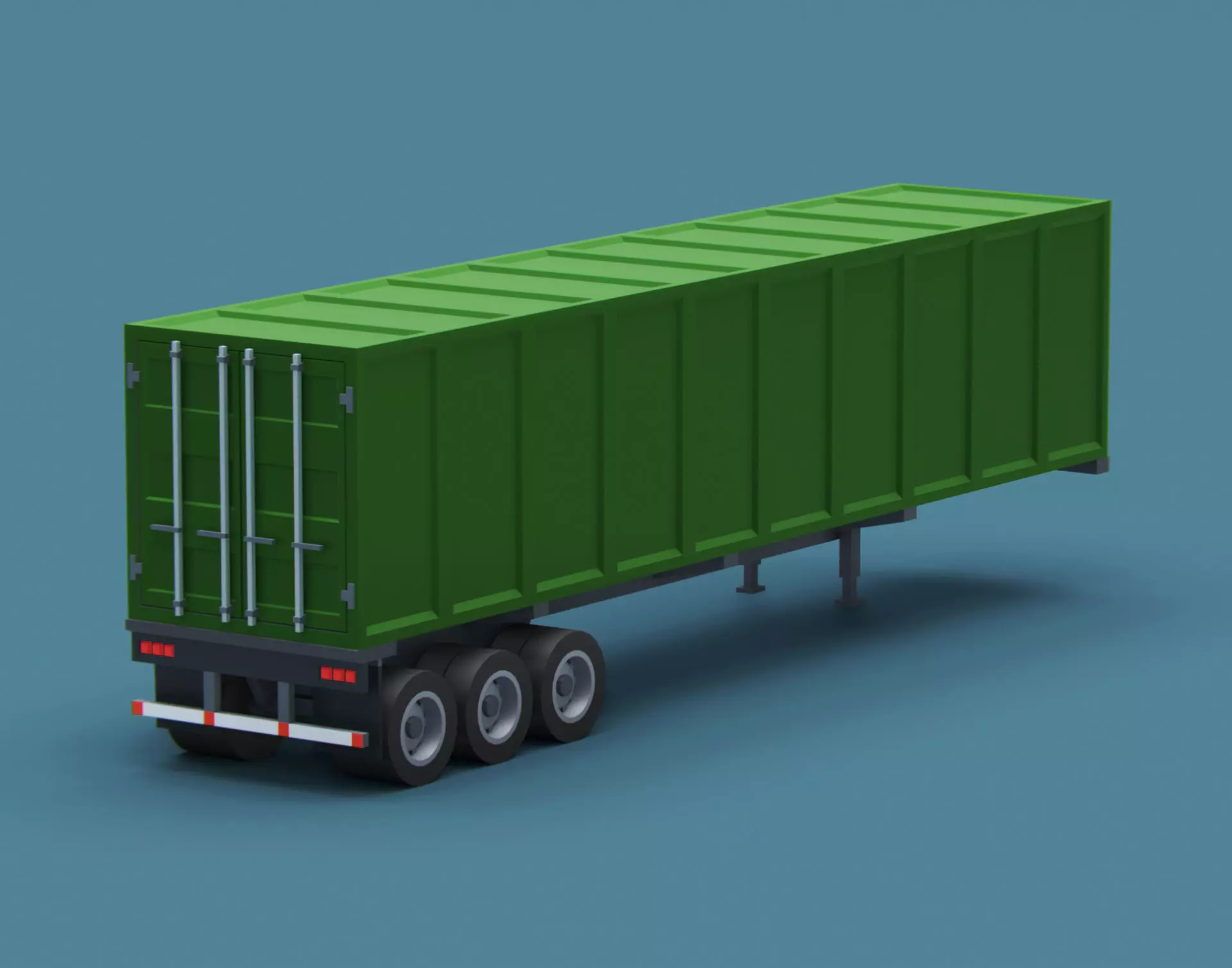 Cartoon Stylized  Container Semi Trailer Low-poly 3D model_0