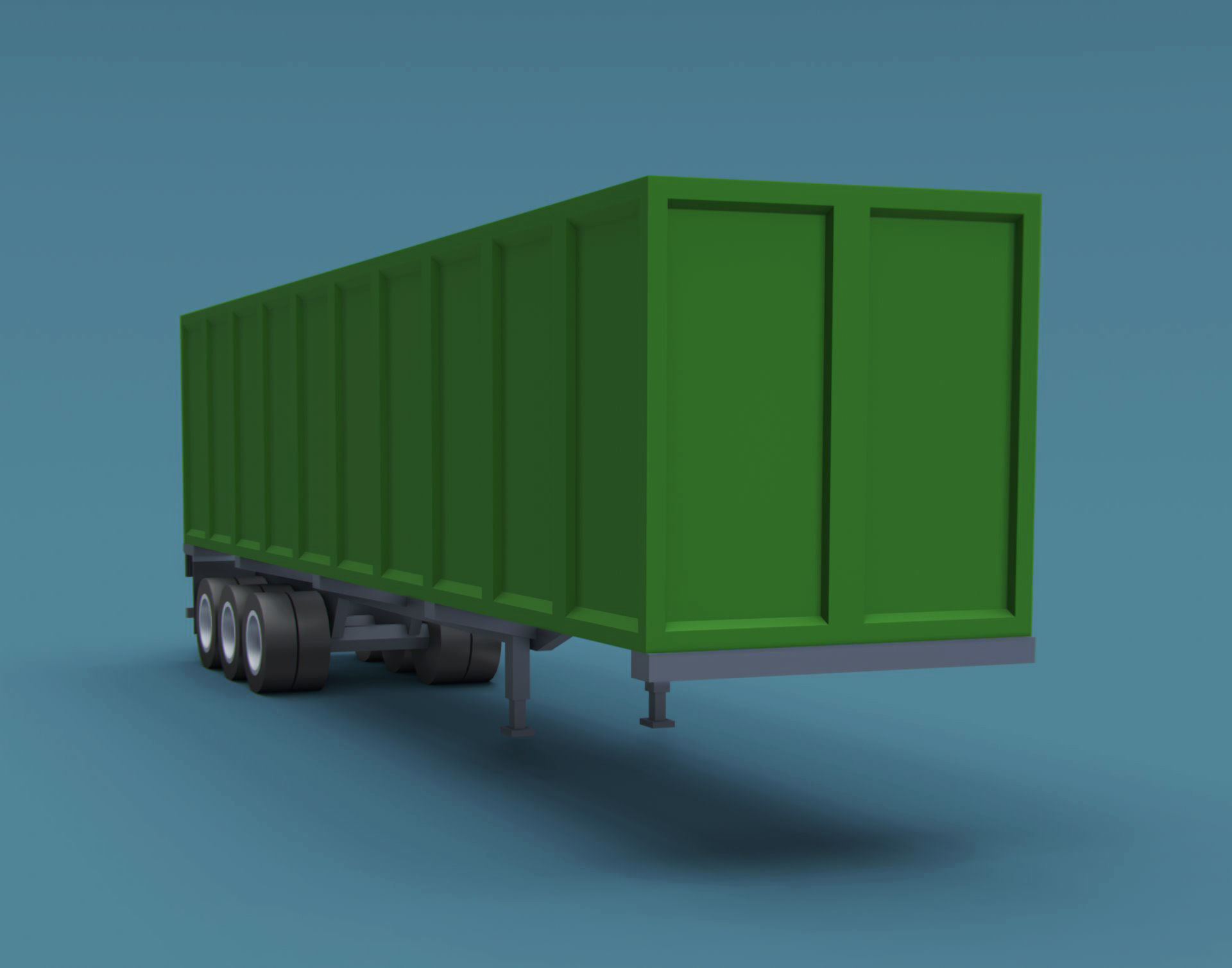 Cartoon Stylized  Container Semi Trailer Low-poly 3D model_4